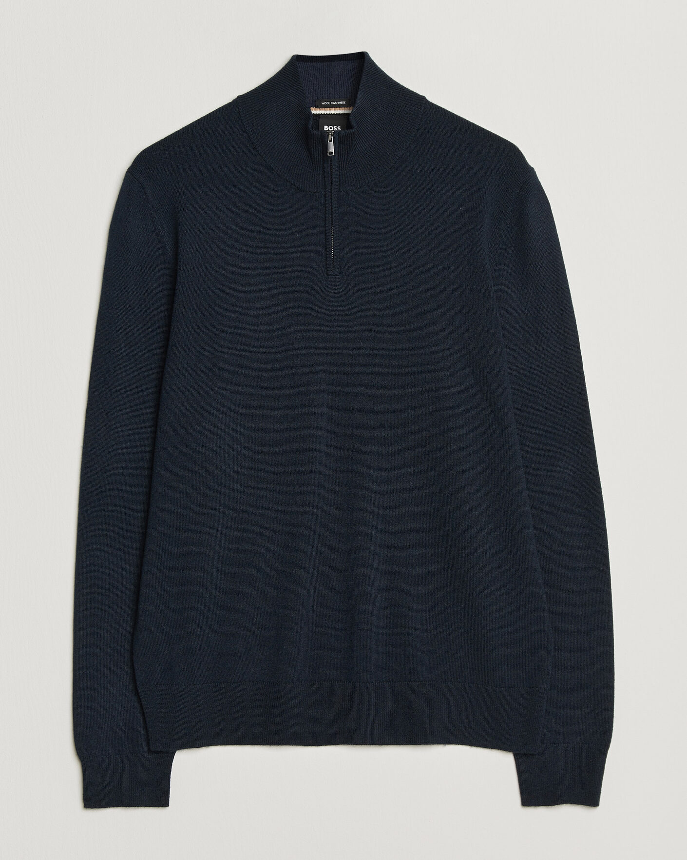 Heren | Truien | BOSS BLACK | Hemarlo Wool/Cashmere Half Zip Dark Blue