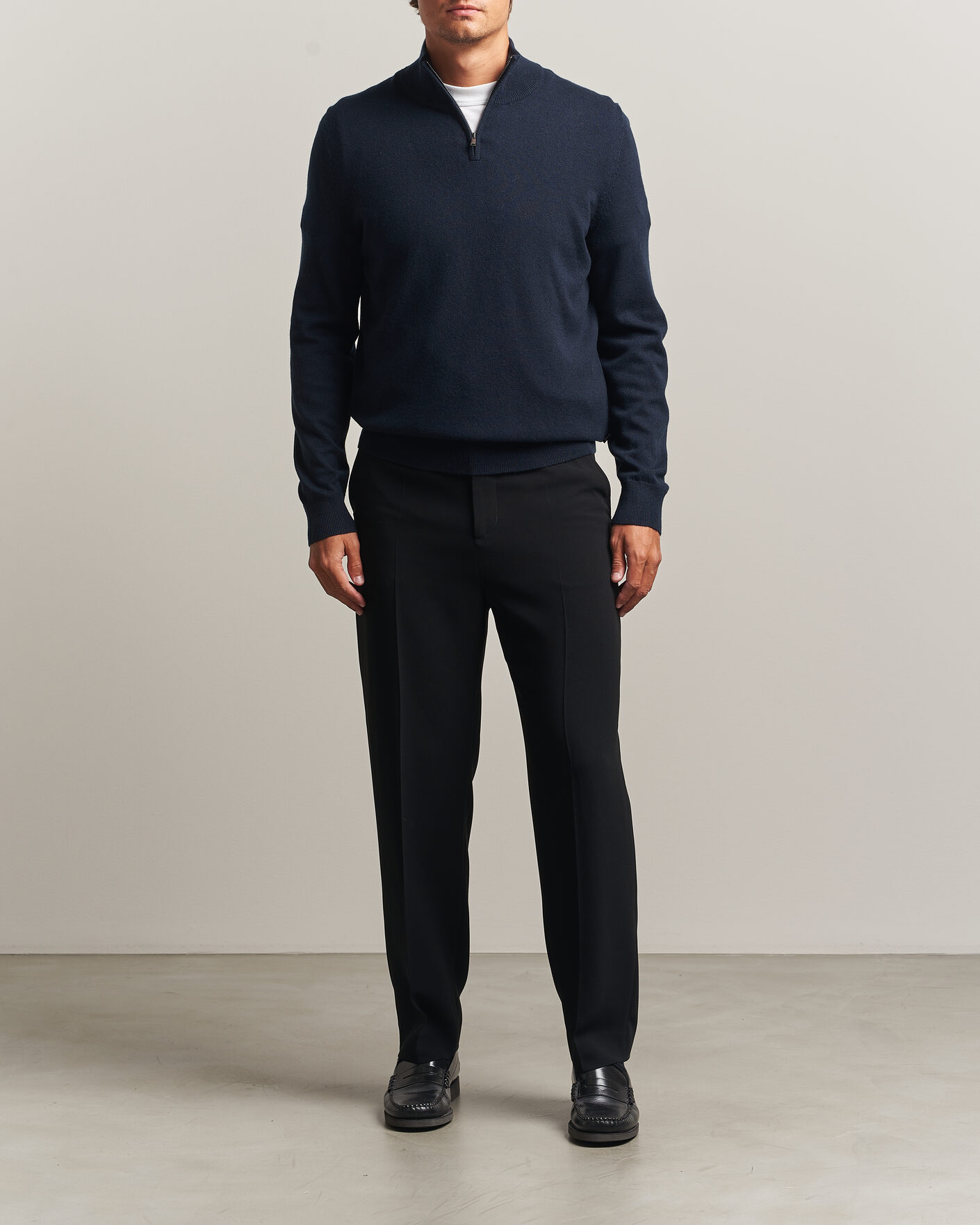 Heren | Truien | BOSS BLACK | Hemarlo Wool/Cashmere Half Zip Dark Blue