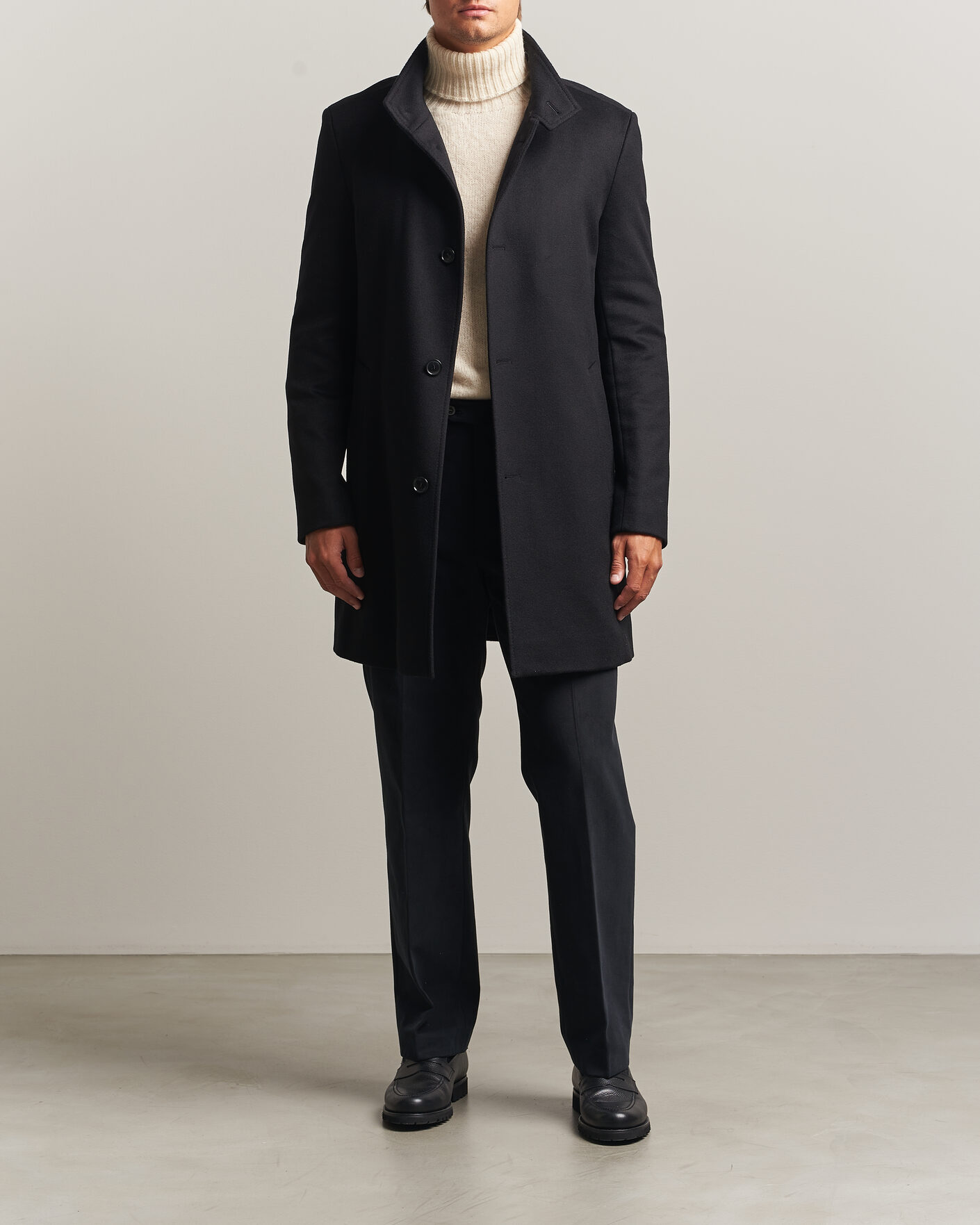 Heren | Jassen | BOSS BLACK | Hyde Wool Stand Up Collar Coat Black