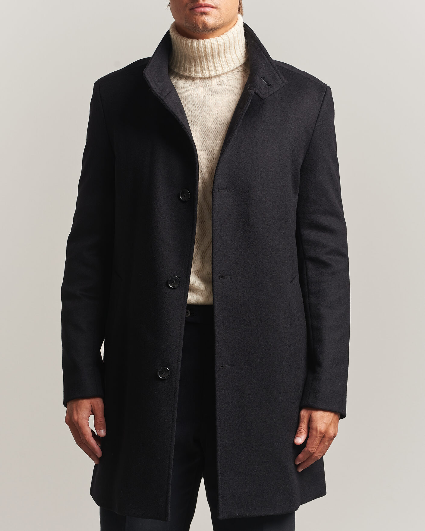 Heren | Jassen | BOSS BLACK | Hyde Wool Stand Up Collar Coat Black