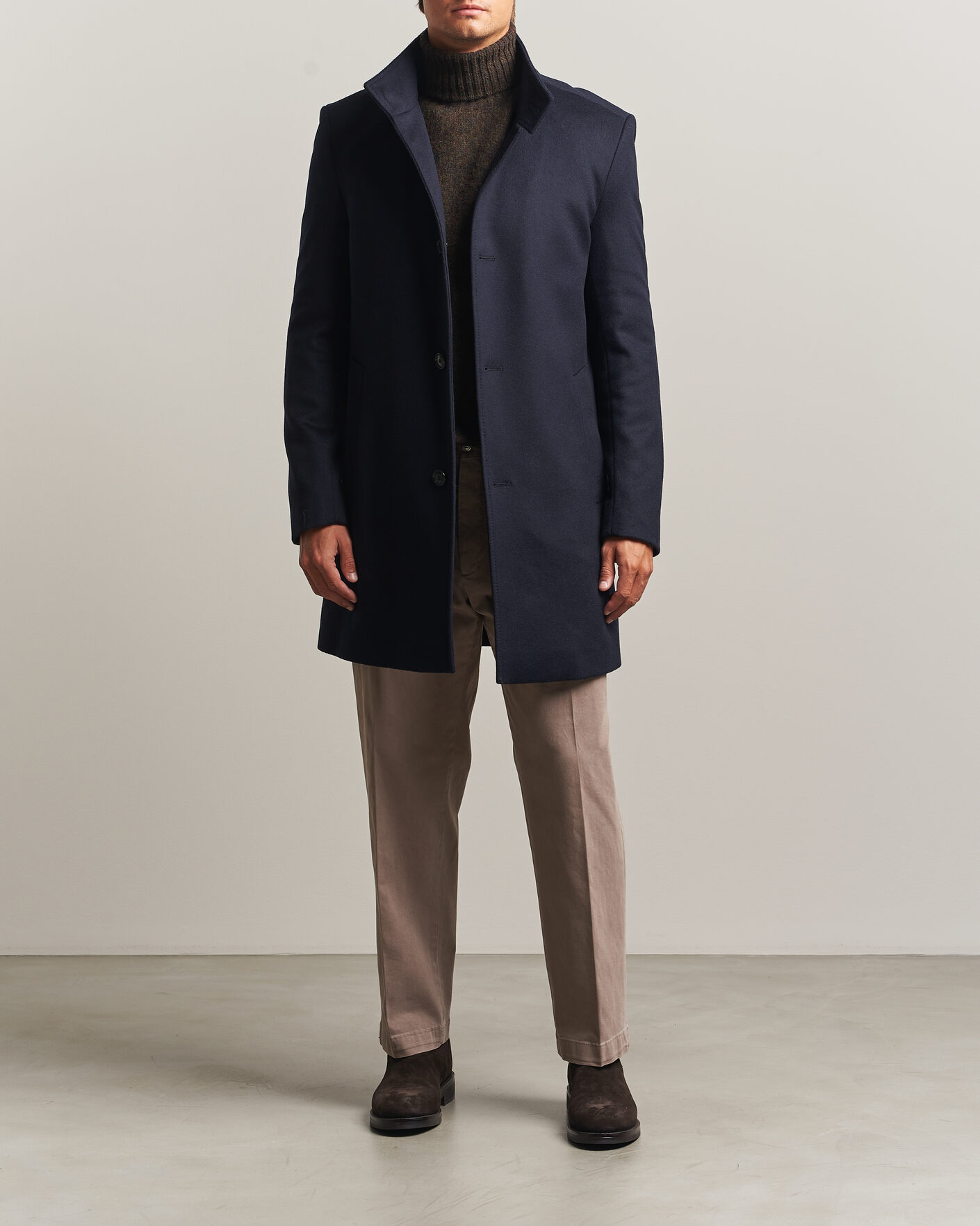 Heren | Jassen | BOSS BLACK | Hyde Wool Stand Up Collar Coat Dark Blue