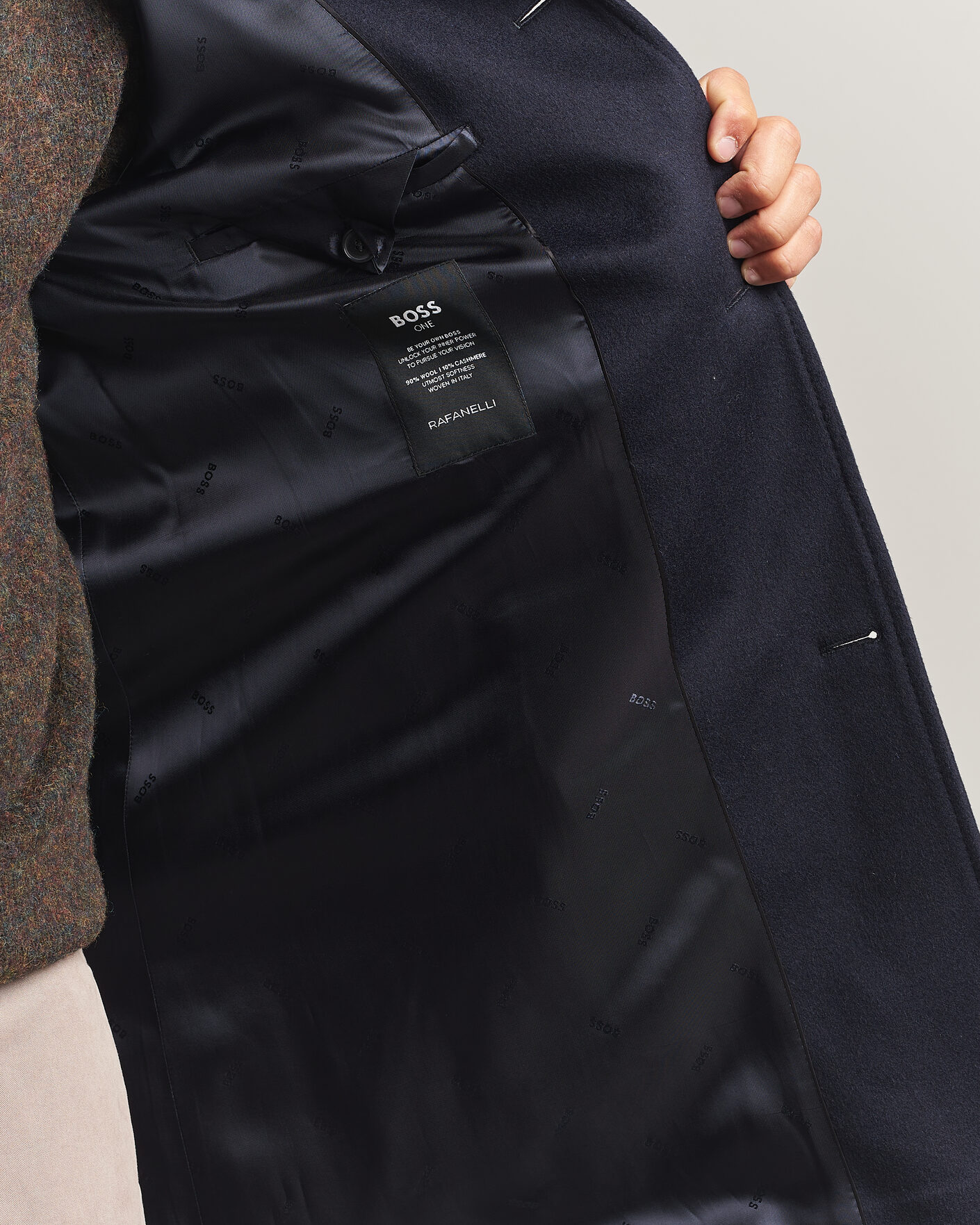 Heren | Jassen | BOSS BLACK | Hyde Wool Stand Up Collar Coat Dark Blue