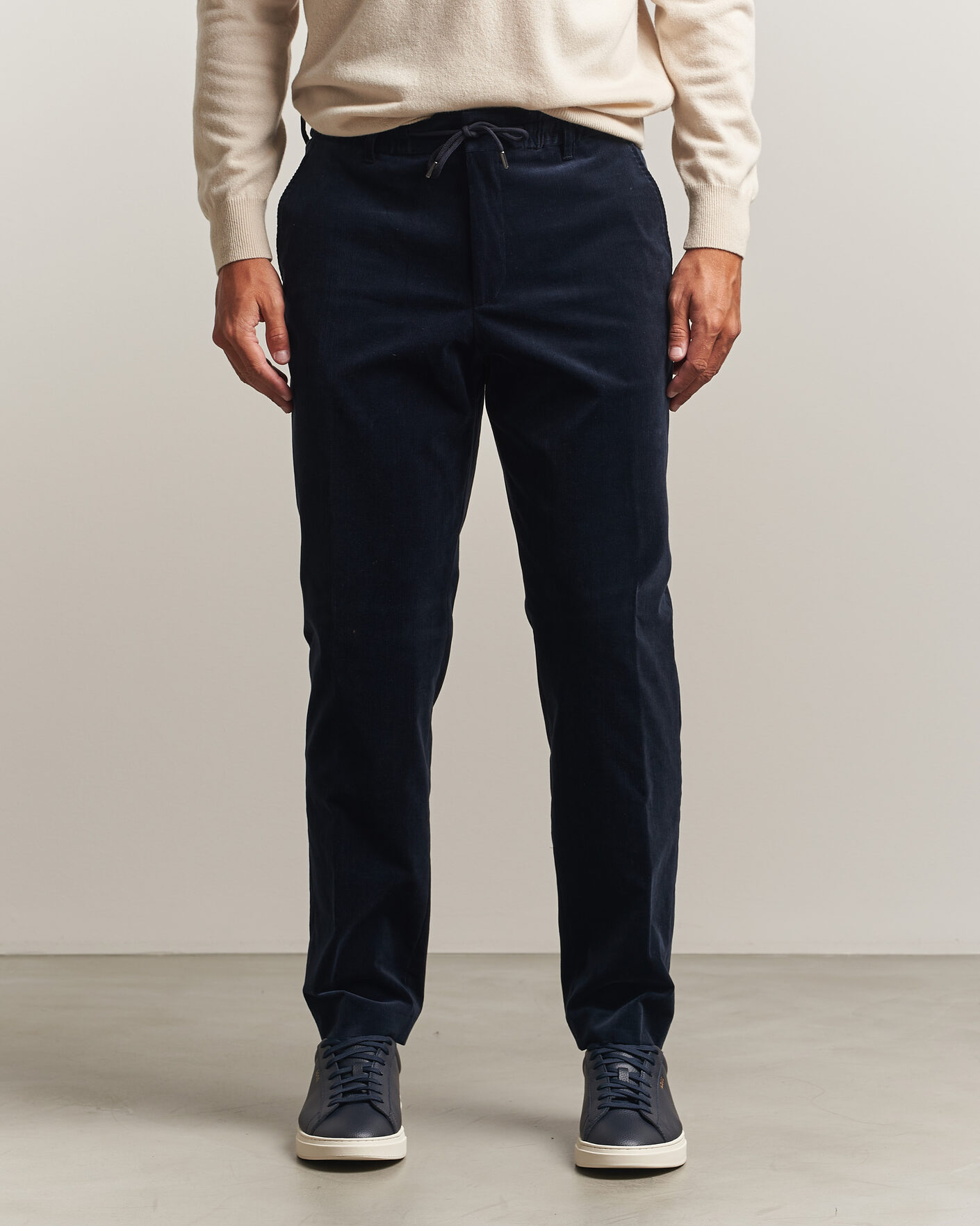 Heren | Broeken | BOSS BLACK | Perin Corduroy Drawstring Trousers Dark Blue