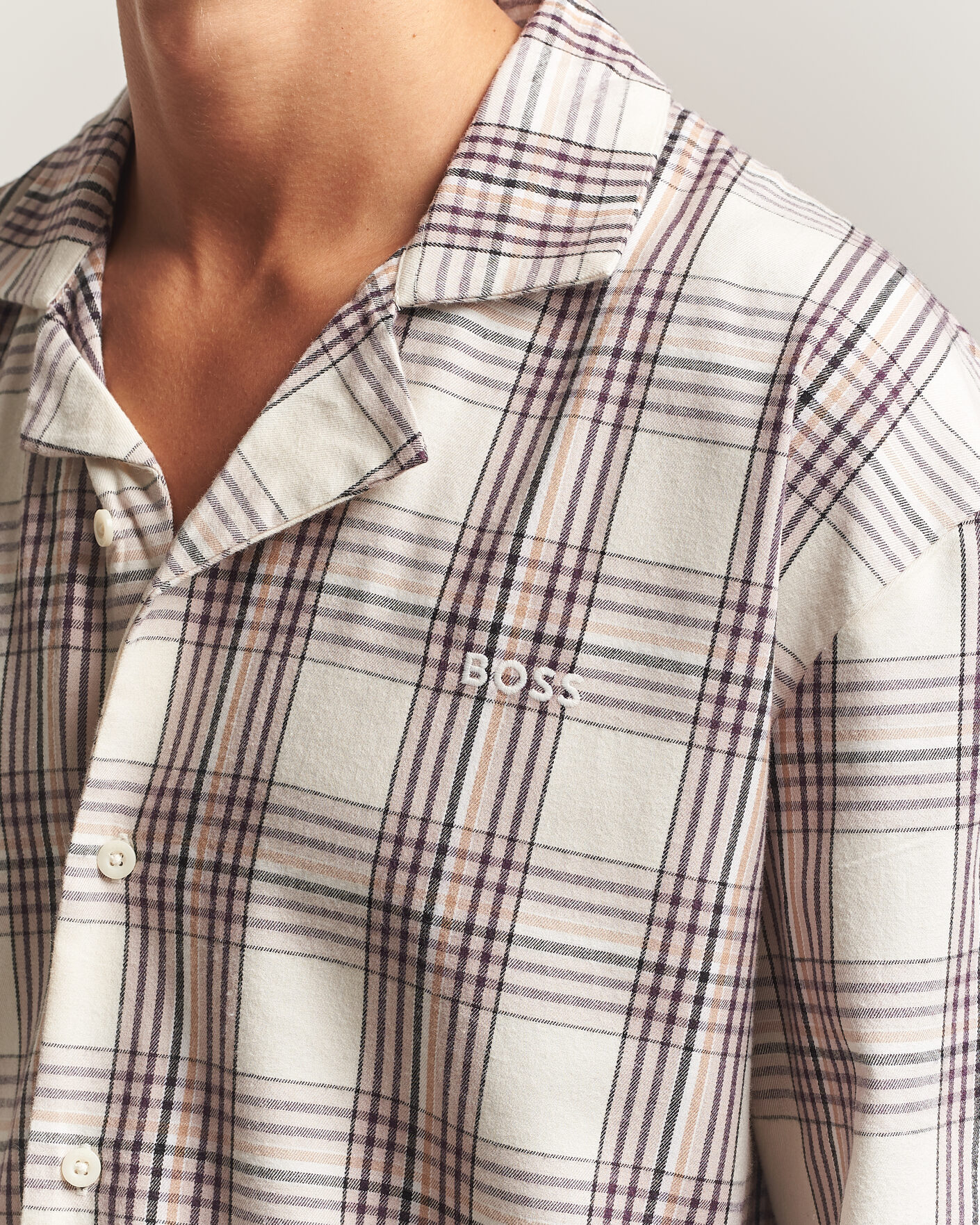 Heren | Pyjama's en gewaden | BOSS BLACK | Checked Flannel Pyjama Set Open White