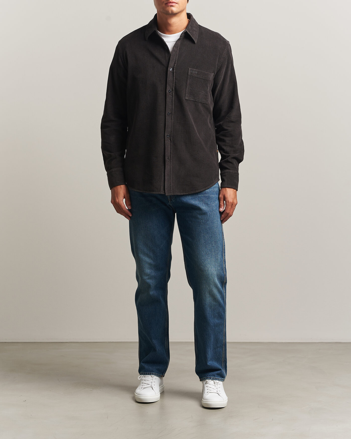 Heren | Overhemden | BOSS ORANGE | Relegant Corduroy Shirt Black