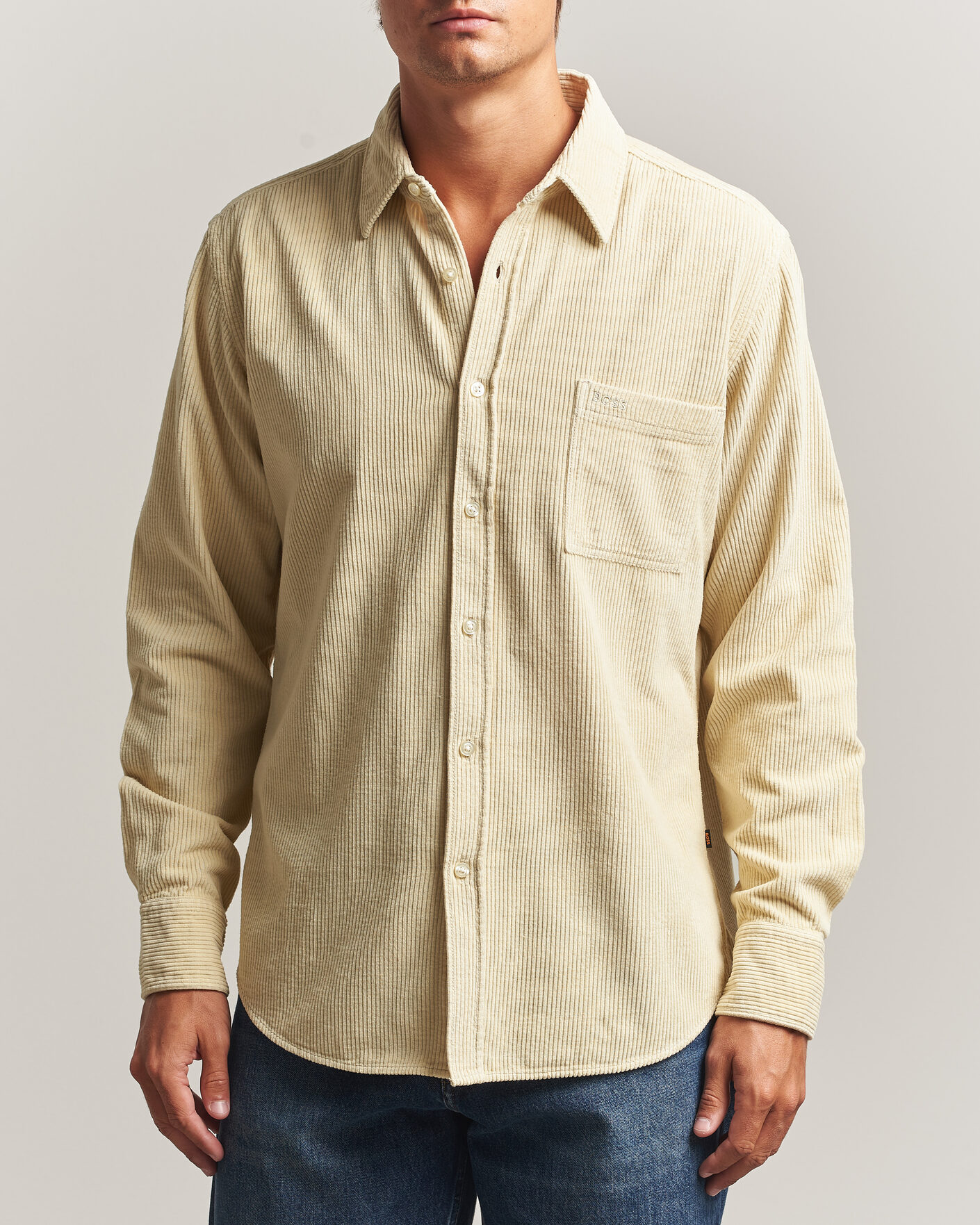 Heren | Overhemden | BOSS ORANGE | Relegant Corduroy Shirt Light Beige