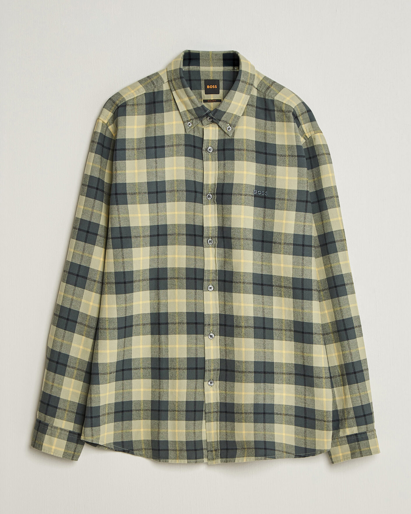 Heren | Overhemden | BOSS ORANGE | Rickert Brushed Cotton Checked Shirt Open Green