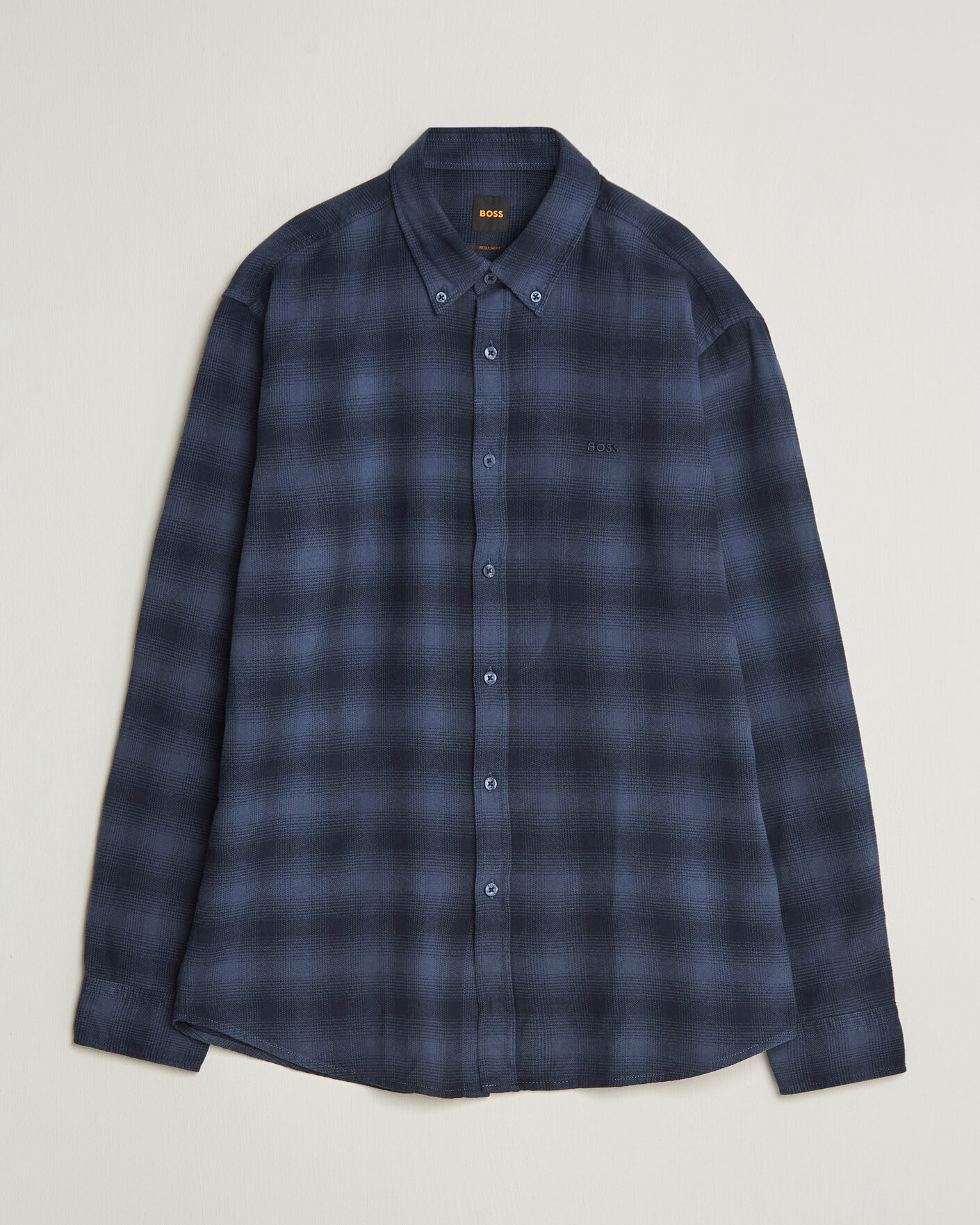 Heren | Overhemden | BOSS ORANGE | Rickert Brushed Cotton Checked Shirt Dark Blue