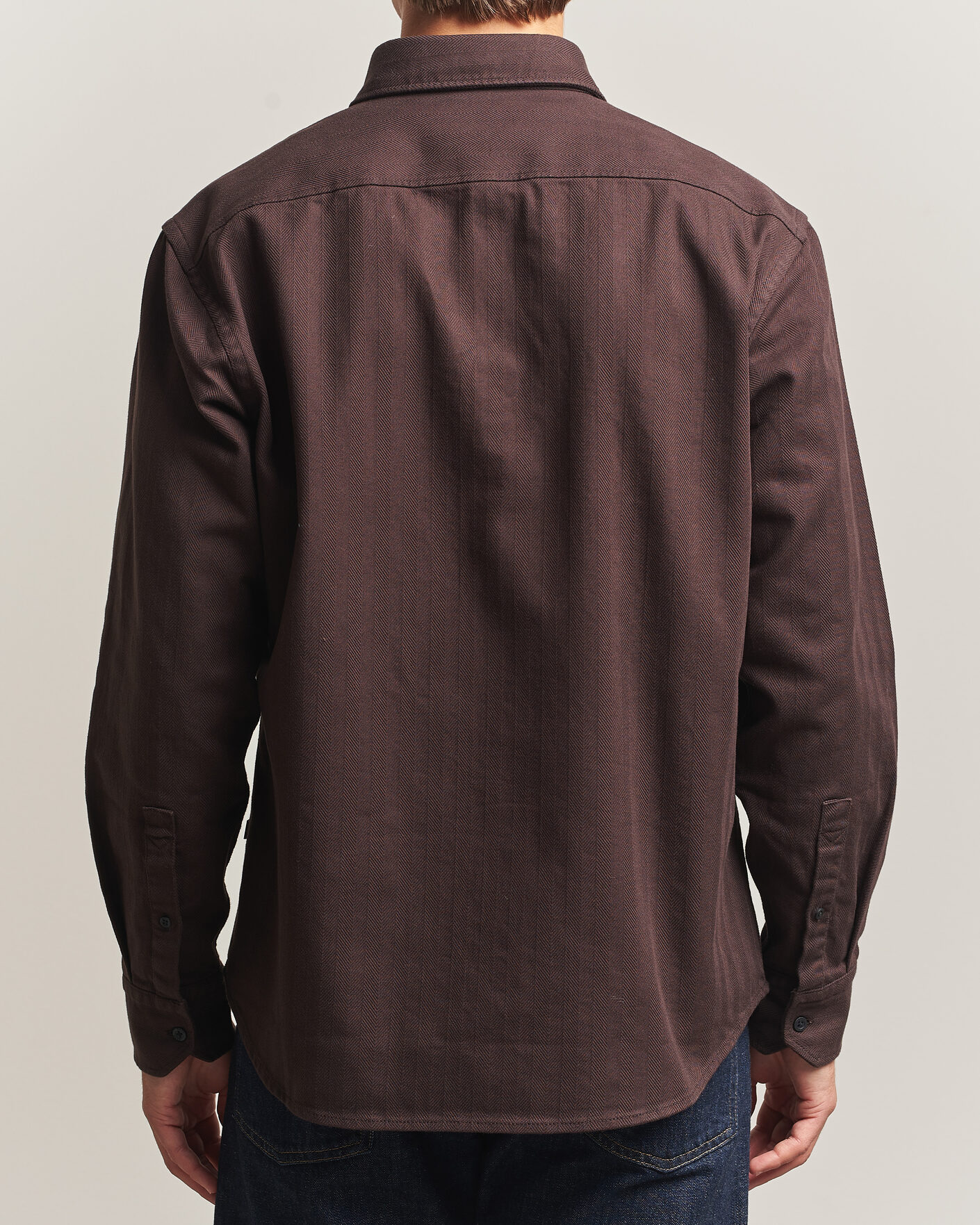 Heren | Overhemden | BOSS ORANGE | Ricopuls Brushed Herringbone Shirt Dark Brown