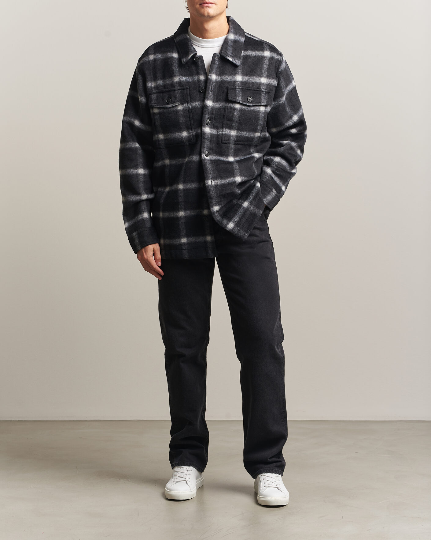 Heren | Jassen | BOSS ORANGE | Losky Flannel Checked Overshirt Black