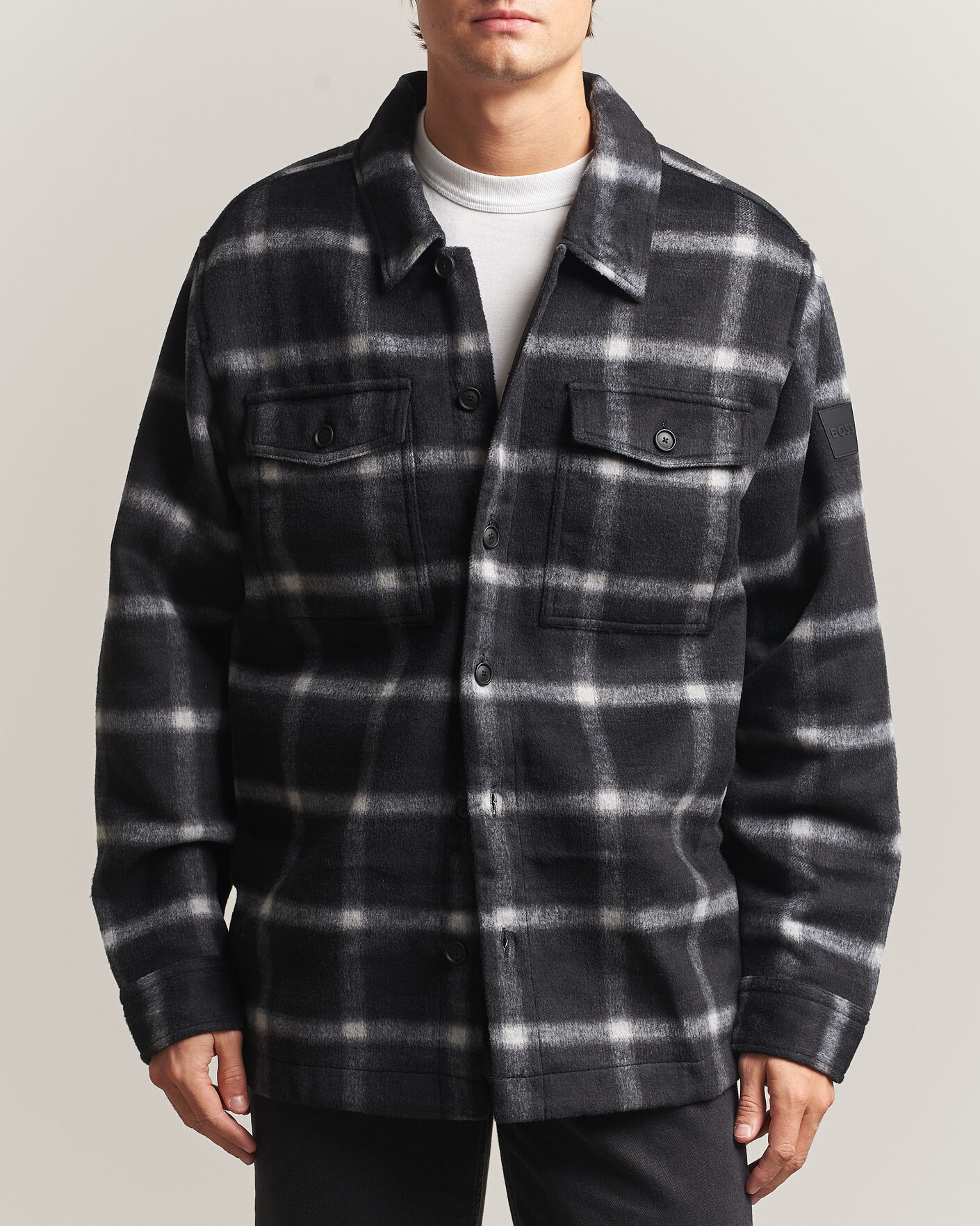 Heren | Jassen | BOSS ORANGE | Losky Flannel Checked Overshirt Black