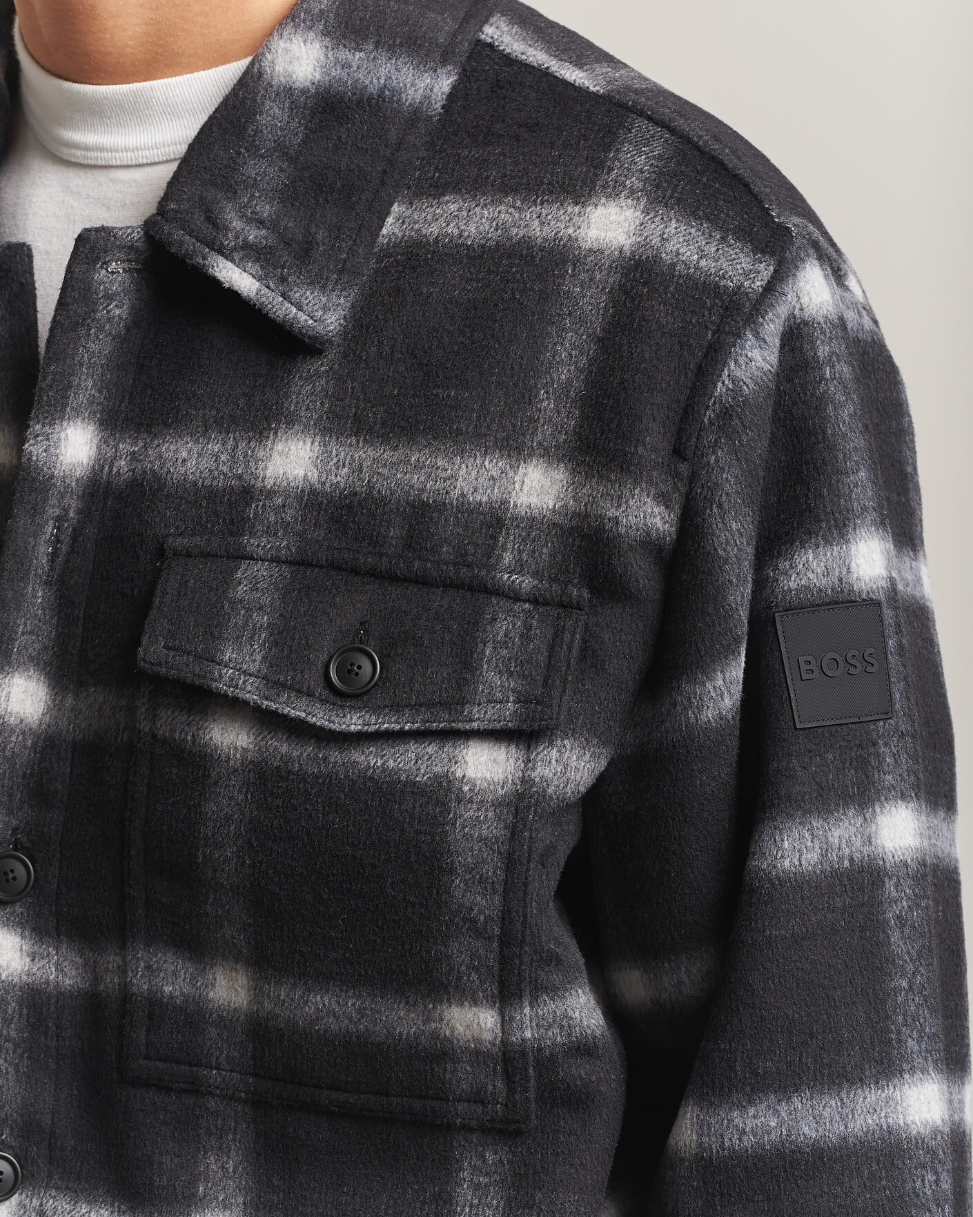Heren | Jassen | BOSS ORANGE | Losky Flannel Checked Overshirt Black