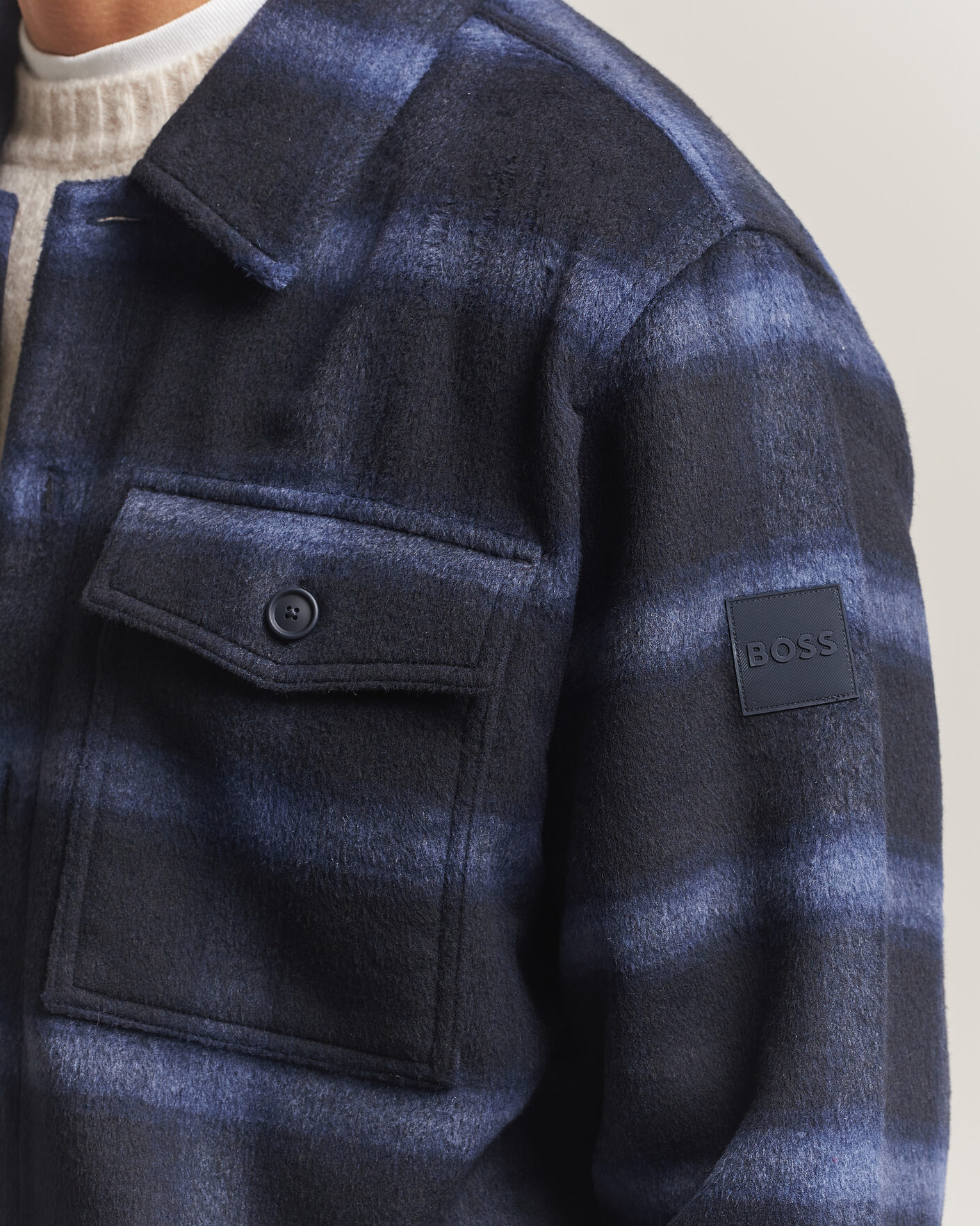 Heren | Jassen | BOSS ORANGE | Losky Flannel Checked Overshirt Dark Blue