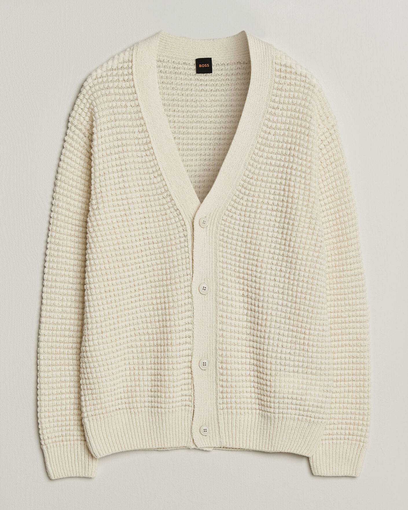 Heren | Truien | BOSS ORANGE | Korsico Wool Knitted Cardigan Open White