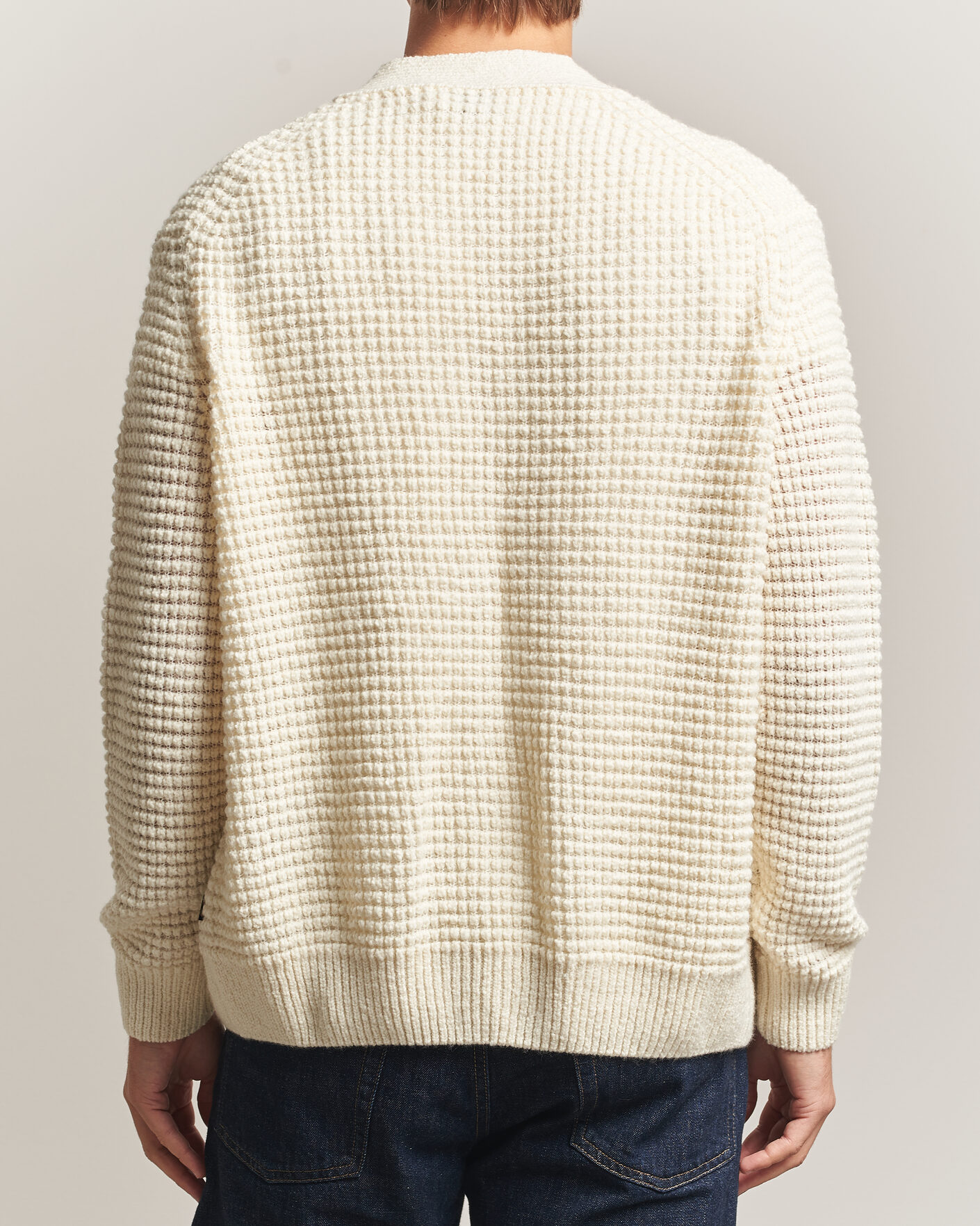 Heren | Truien | BOSS ORANGE | Korsico Wool Knitted Cardigan Open White