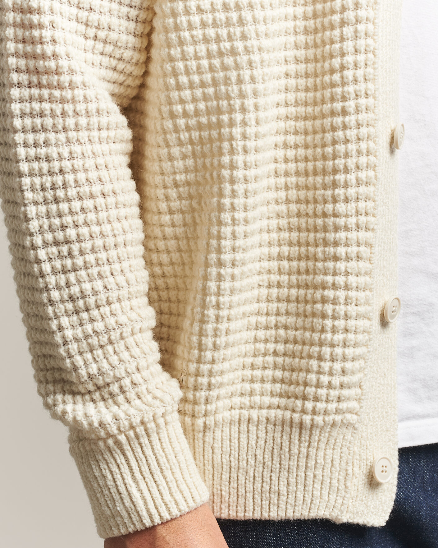 Heren | Truien | BOSS ORANGE | Korsico Wool Knitted Cardigan Open White