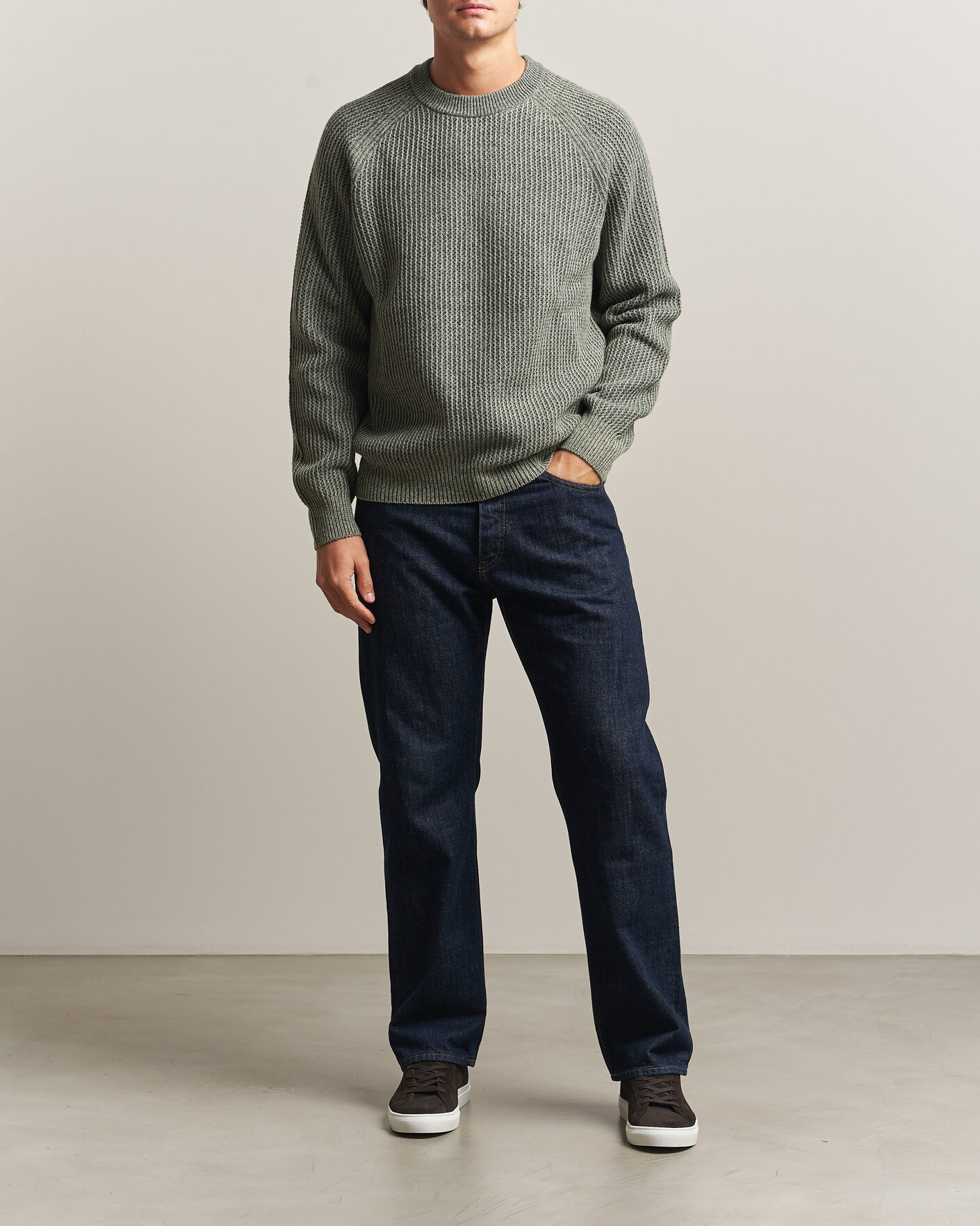Heren | Truien | BOSS ORANGE | Kepler Wool Knitted Sweater Open Green