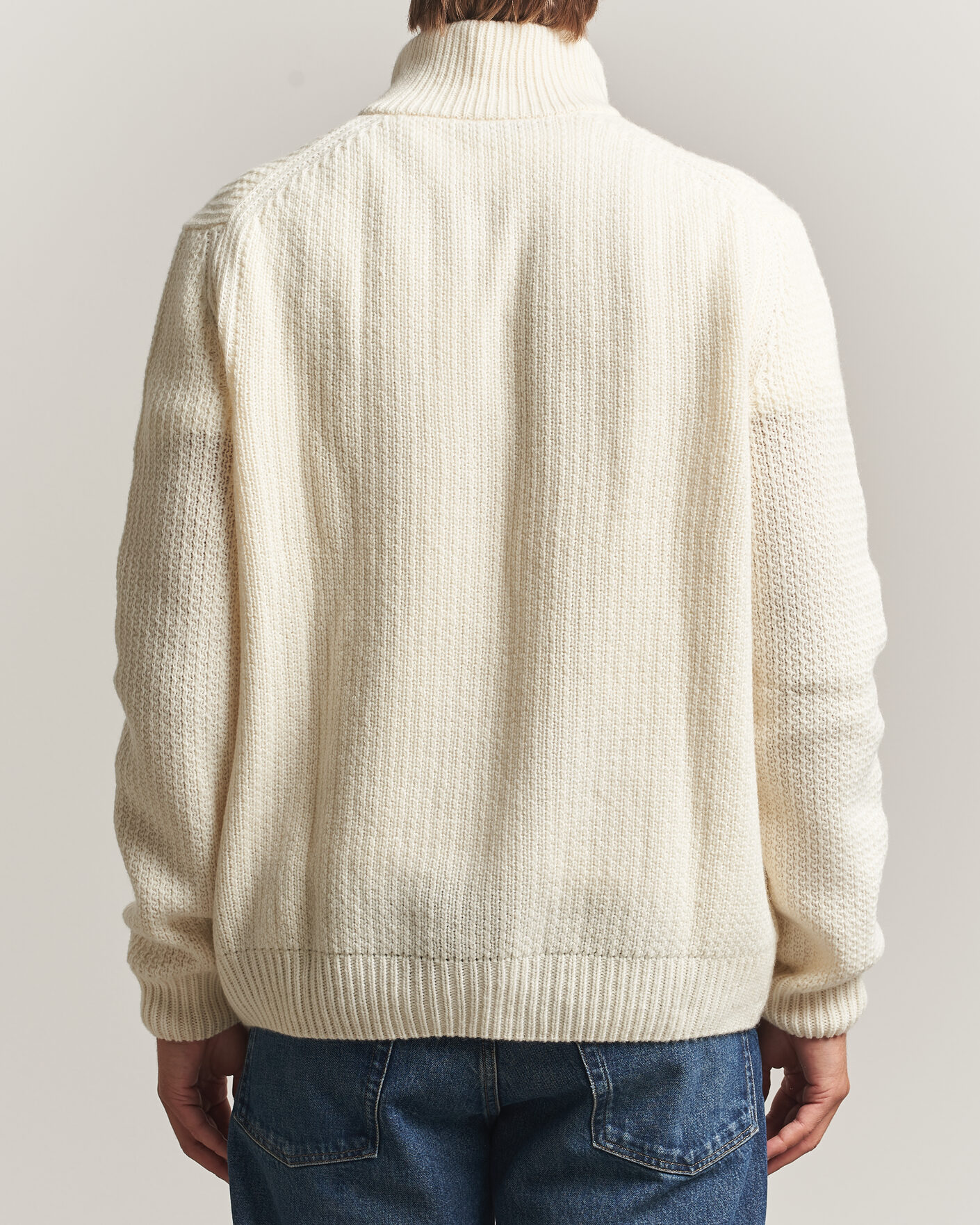 Heren | Truien | BOSS ORANGE | Kenter Wool Knitted Half Zip Open White
