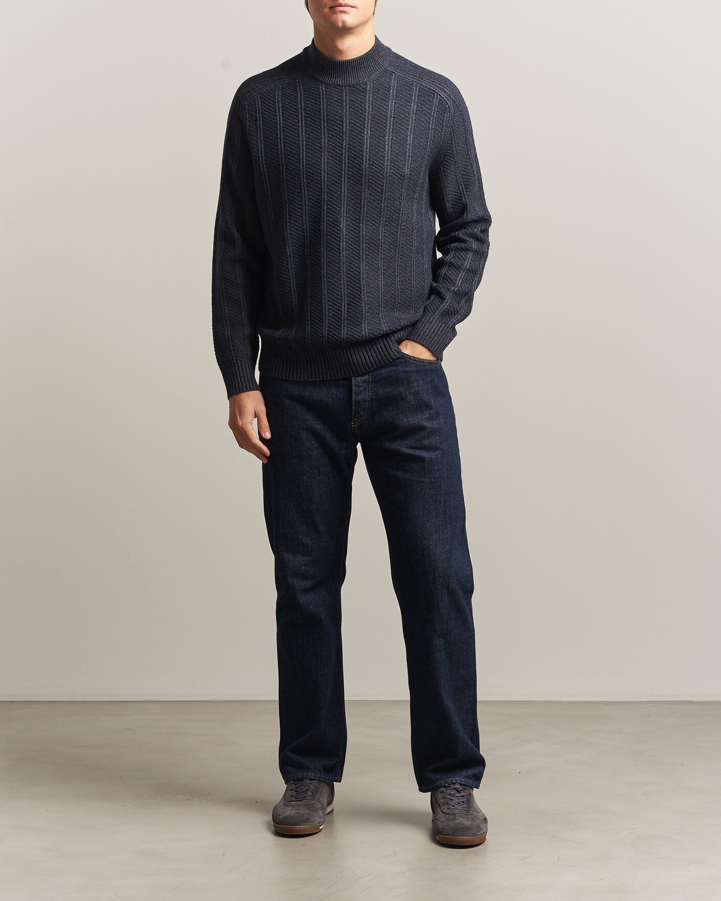 Heren | Truien | BOSS ORANGE | Katoolo Wool/Cotton Knitted Turtleneck Dark Blue