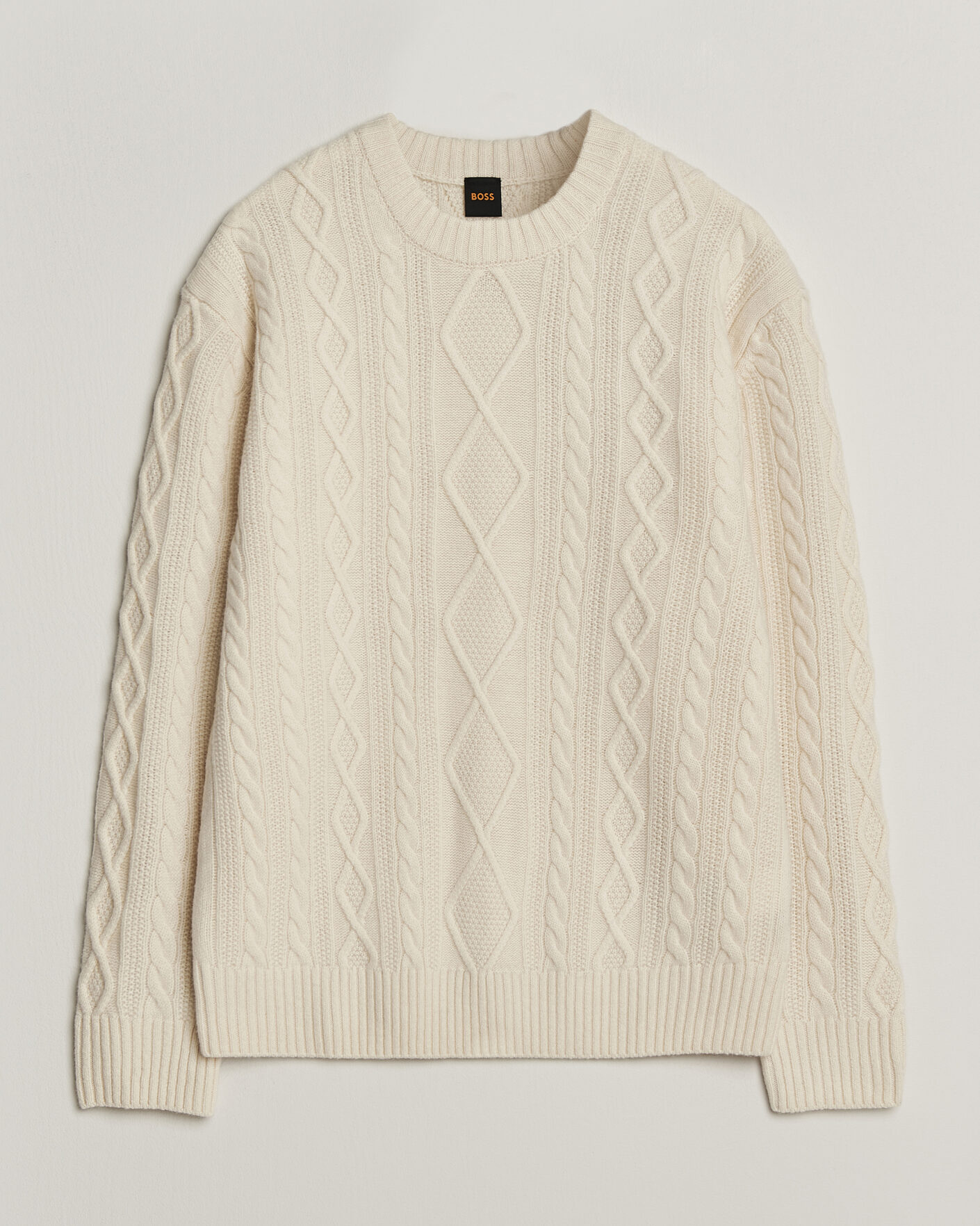 Heren | Truien | BOSS ORANGE | Atreccio Wool Structured Knitted Sweater Open White