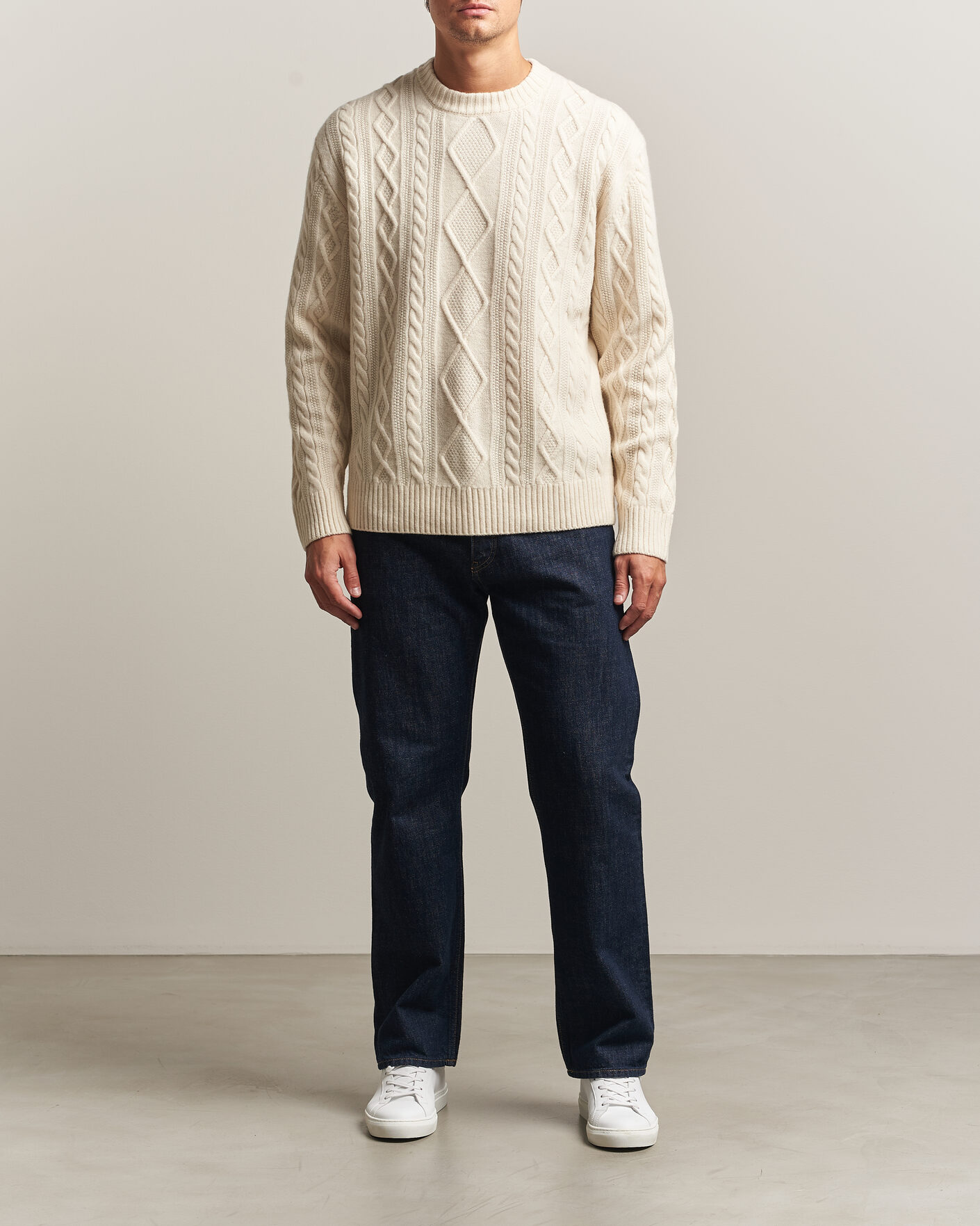 Heren | Truien | BOSS ORANGE | Atreccio Wool Structured Knitted Sweater Open White