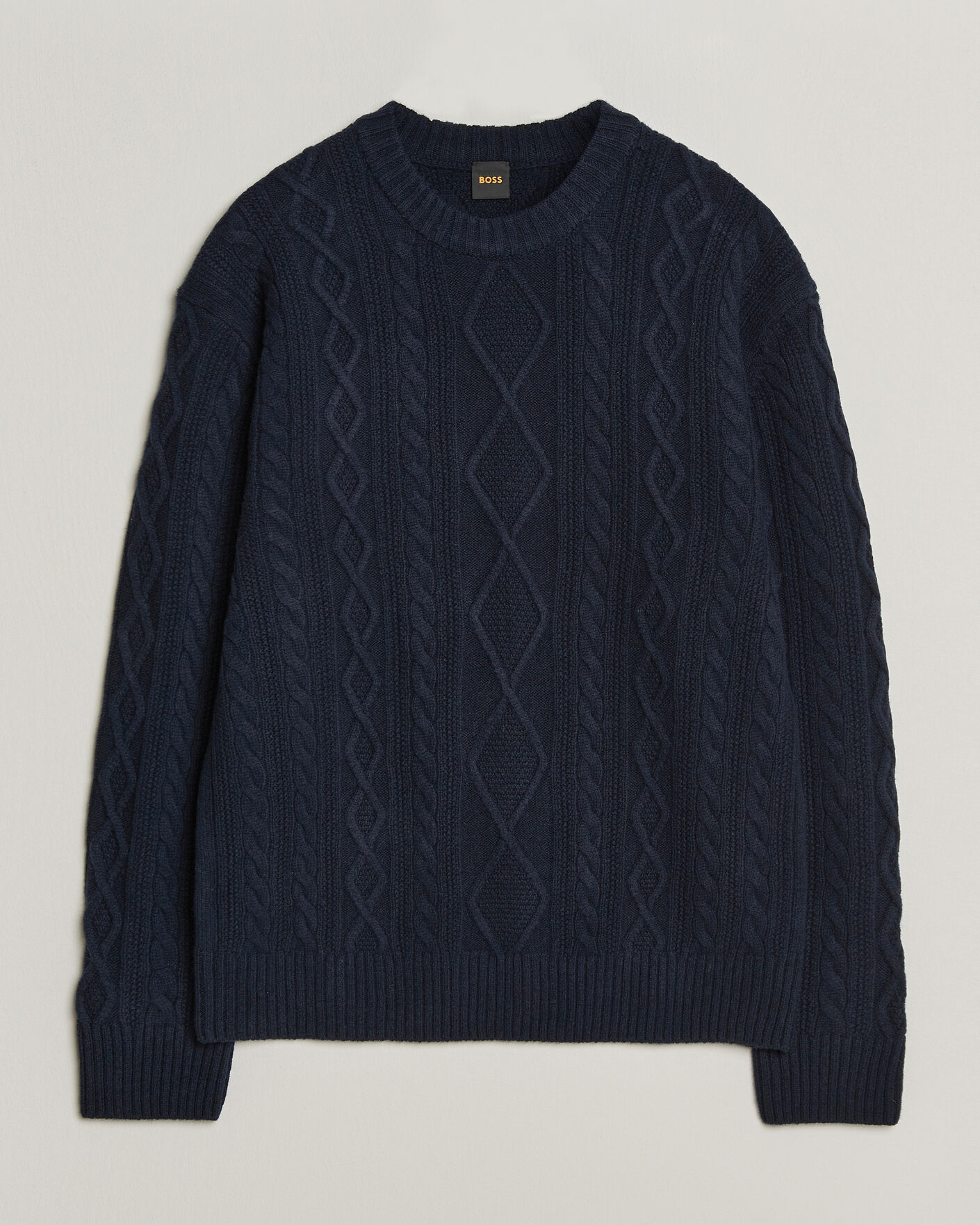 Heren | Truien | BOSS ORANGE | Atreccio Wool Structured Knitted Sweater Dark Blue
