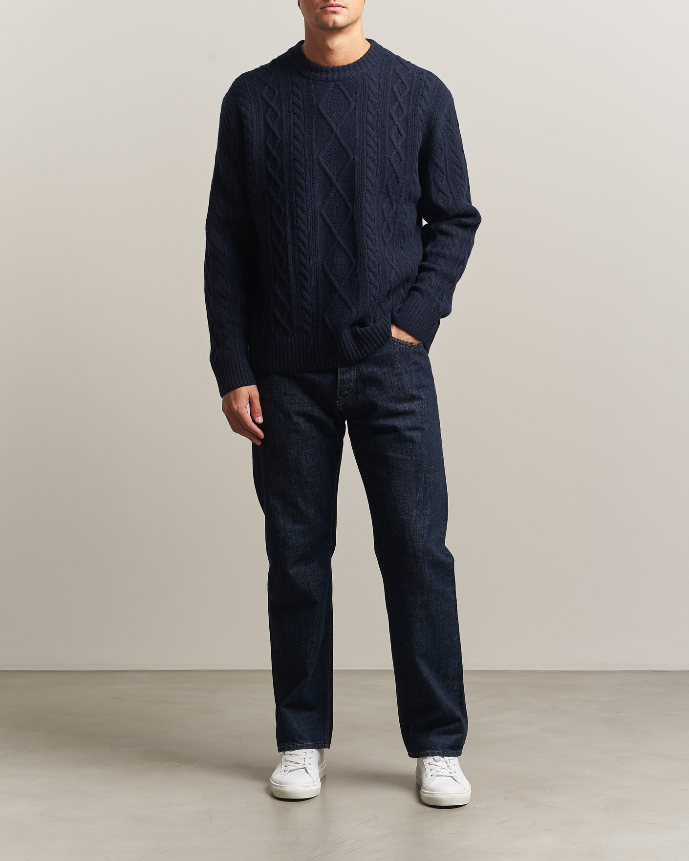 Heren | Truien | BOSS ORANGE | Atreccio Wool Structured Knitted Sweater Dark Blue