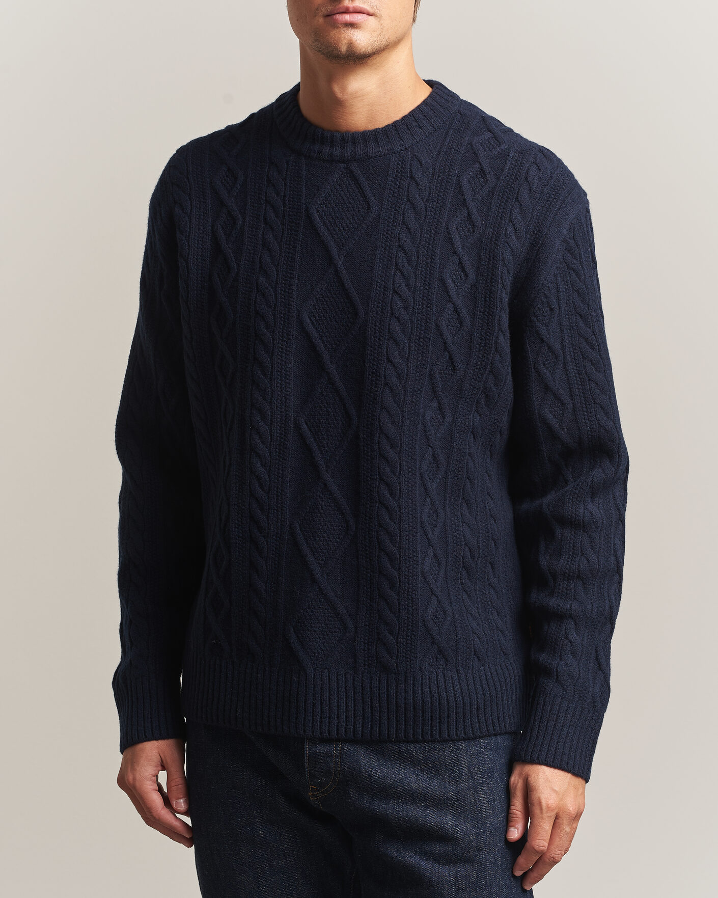 Heren | Truien | BOSS ORANGE | Atreccio Wool Structured Knitted Sweater Dark Blue