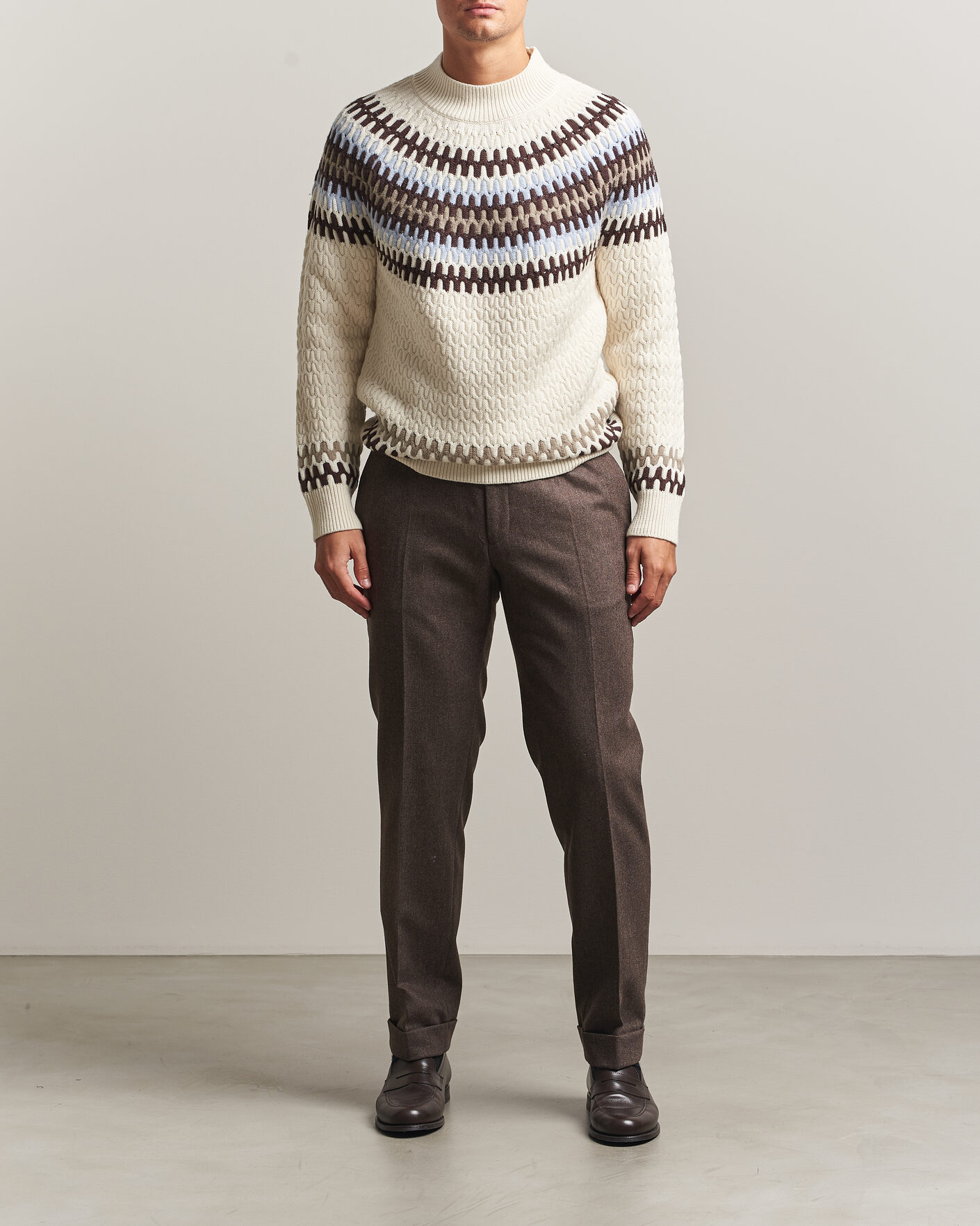 Heren | Truien | BOSS BLACK | Fiotto Wool Fairisle Sweater Open White