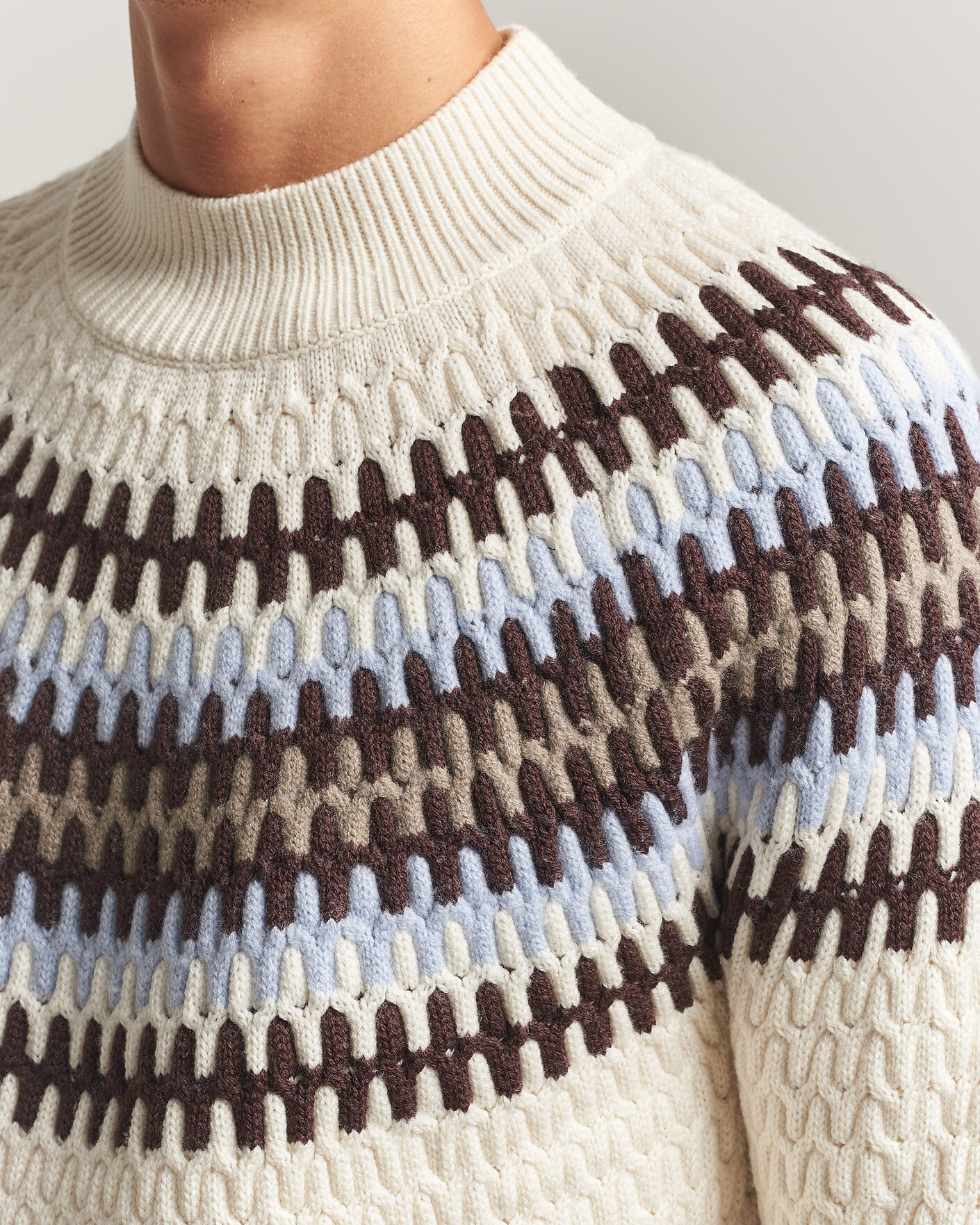 Heren | Truien | BOSS BLACK | Fiotto Wool Fairisle Sweater Open White