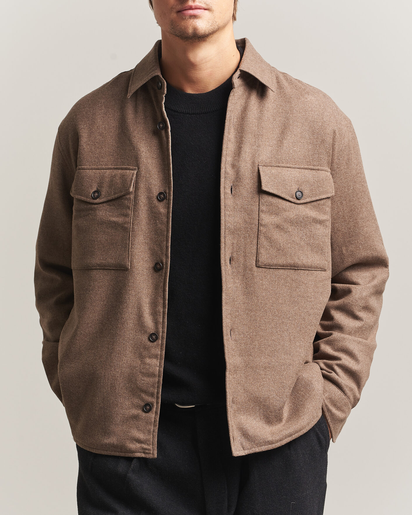 Heren | Overhemden | BOSS BLACK | Colin Brushed Pocket Overshirt Open Brown