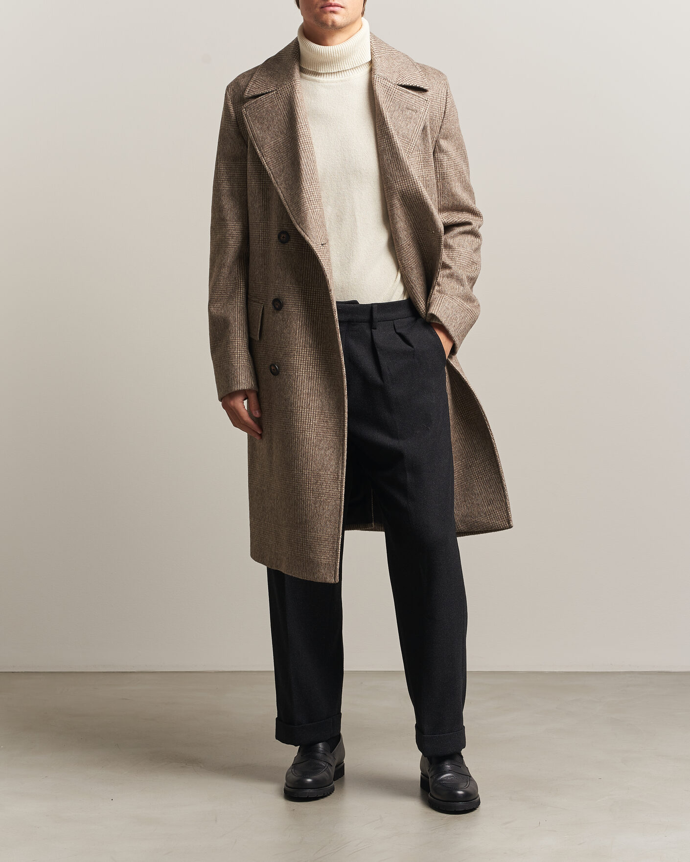 Heren | Jassen | BOSS BLACK | Jared Wool Double Breasted Coat Open Brown