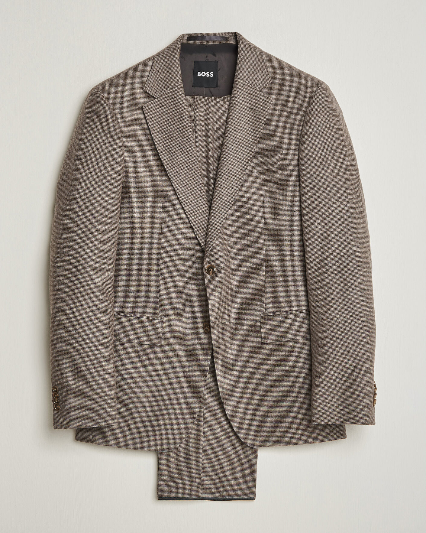 Heren | Pakken | BOSS BLACK | Huge Wool Pepita Suit Dark Brown