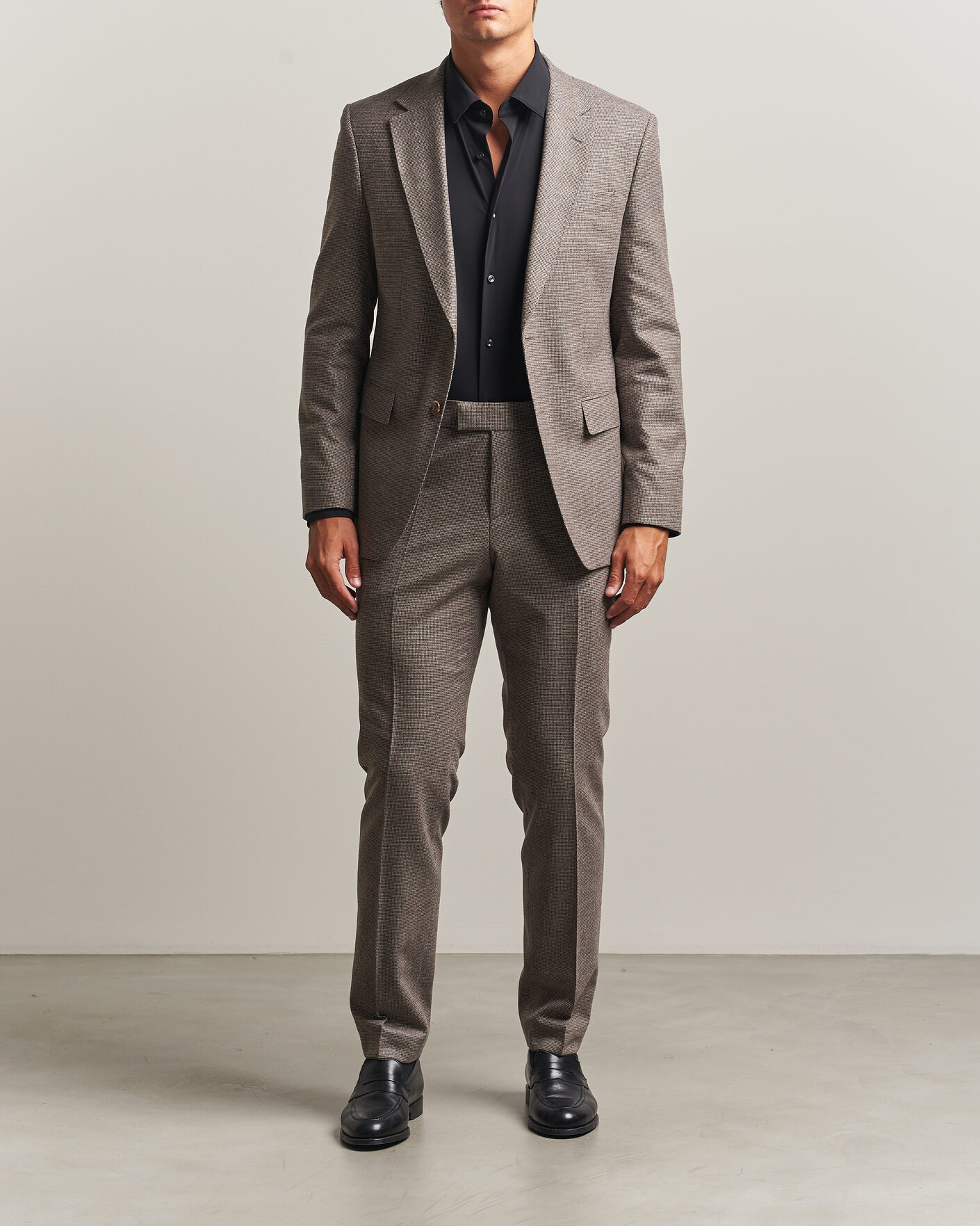 Heren | Pakken | BOSS BLACK | Huge Wool Pepita Suit Dark Brown