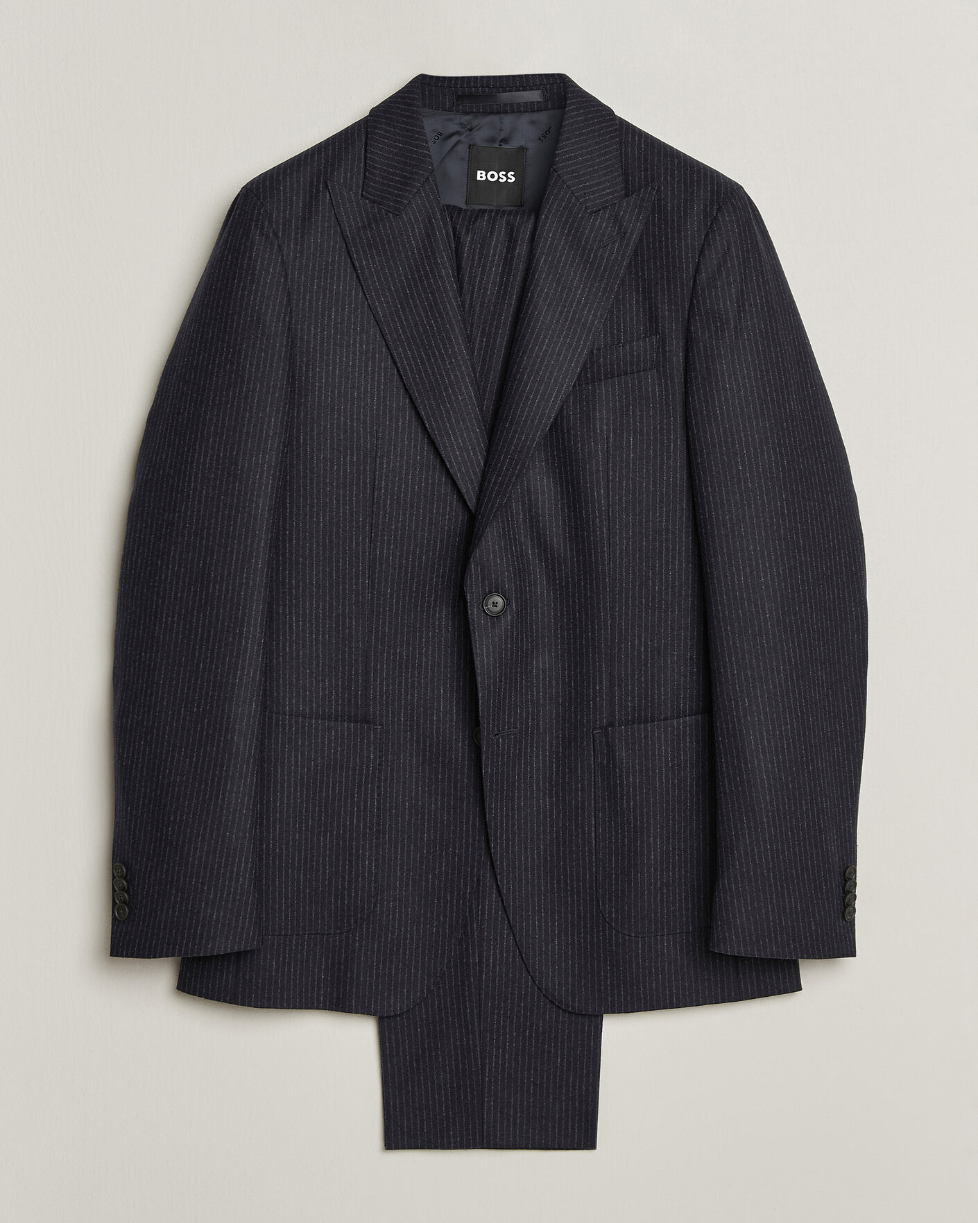 Heren | Pakken | BOSS BLACK | Huge Wool Pinstriped Suit Dark Blue