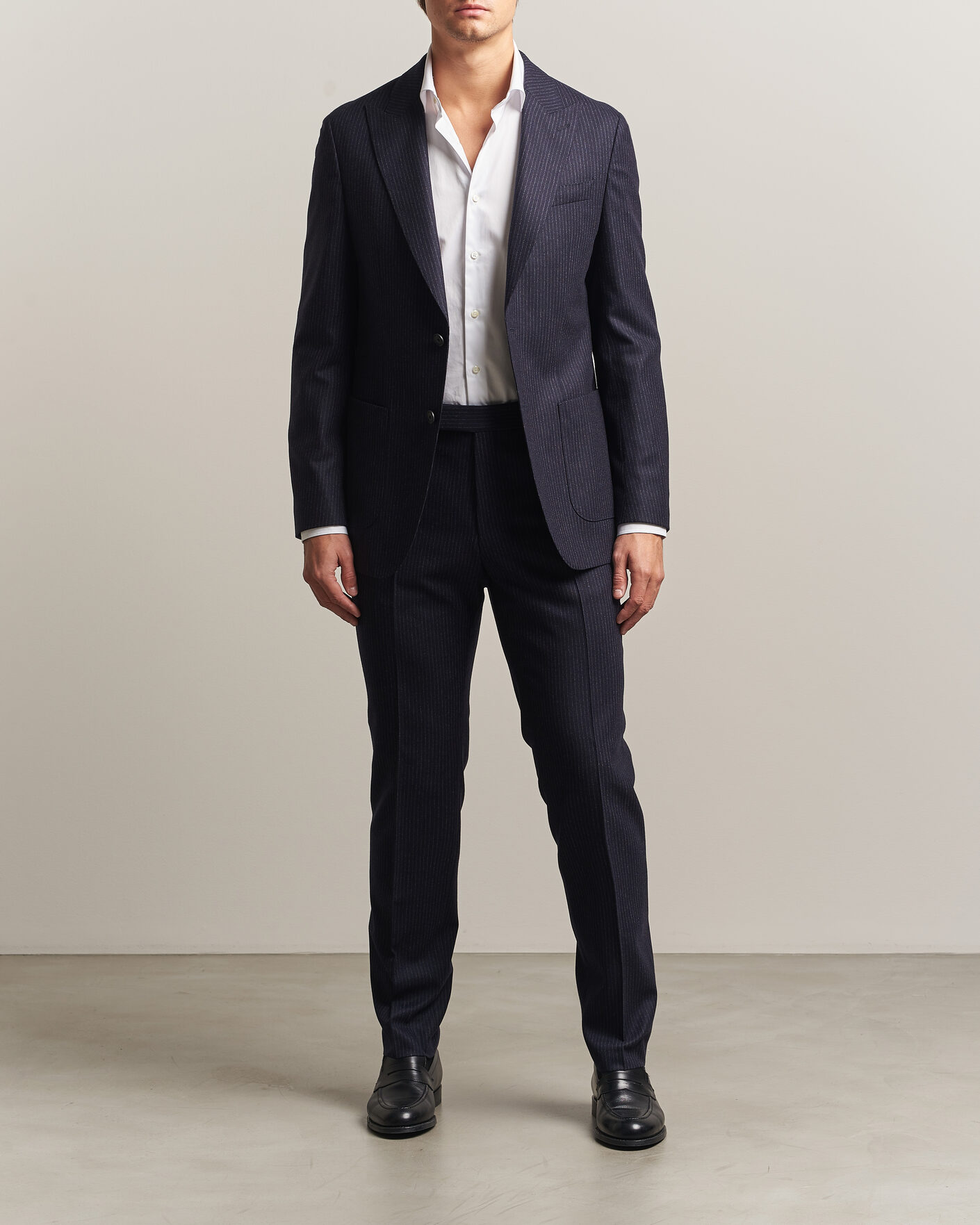 Heren | Pakken | BOSS BLACK | Huge Wool Pinstriped Suit Dark Blue