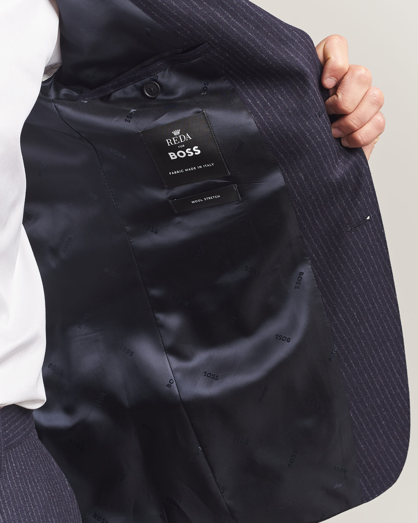 Heren | Pakken | BOSS BLACK | Huge Wool Pinstriped Suit Dark Blue