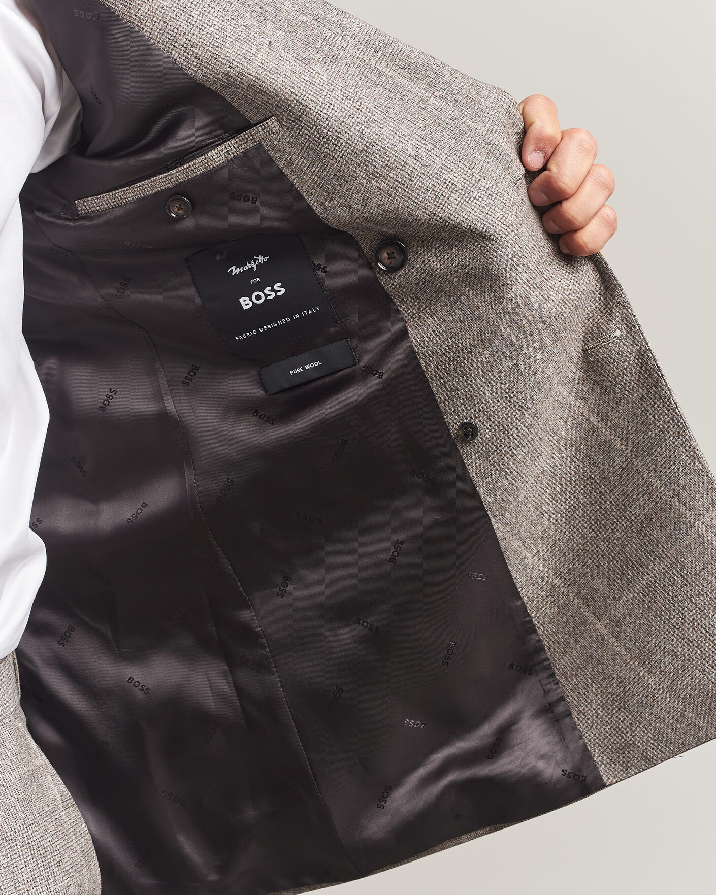 Heren | Pakken | BOSS BLACK | Huge Wool Checked Double Breasted Suit Open Brown