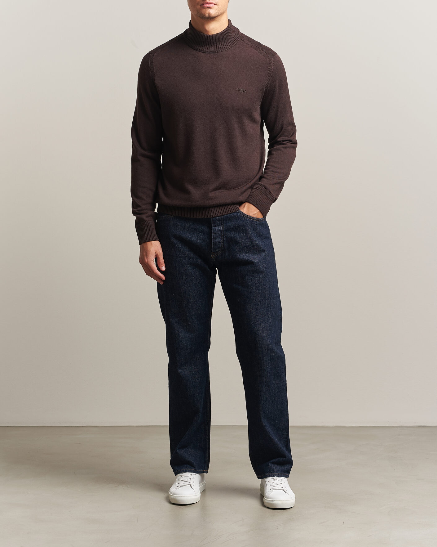Heren | Truien | BOSS ORANGE | Avac Knitted Turtleneck Dark Brown