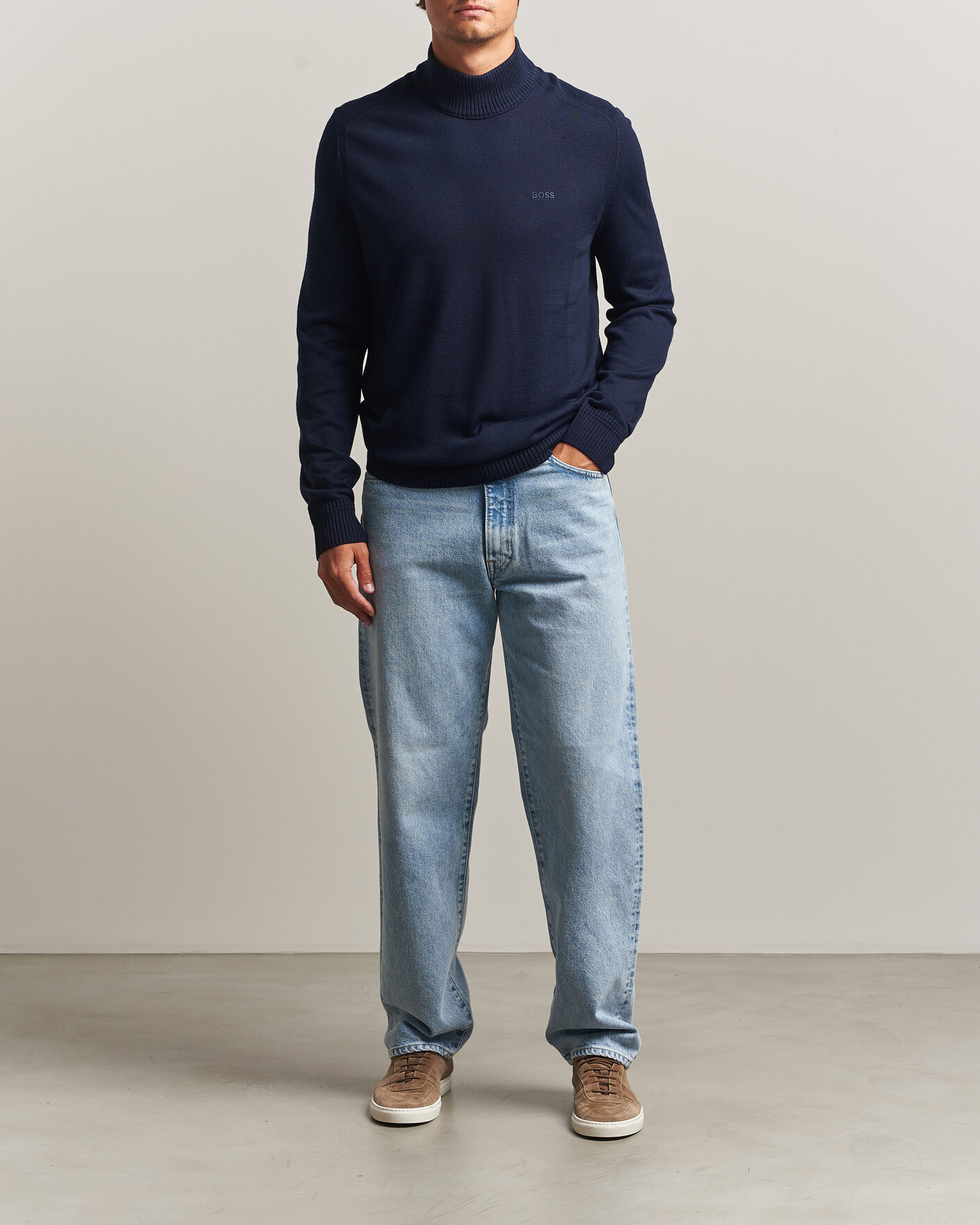 Heren | Truien | BOSS ORANGE | Avac Knitted Turtleneck Dark Blue
