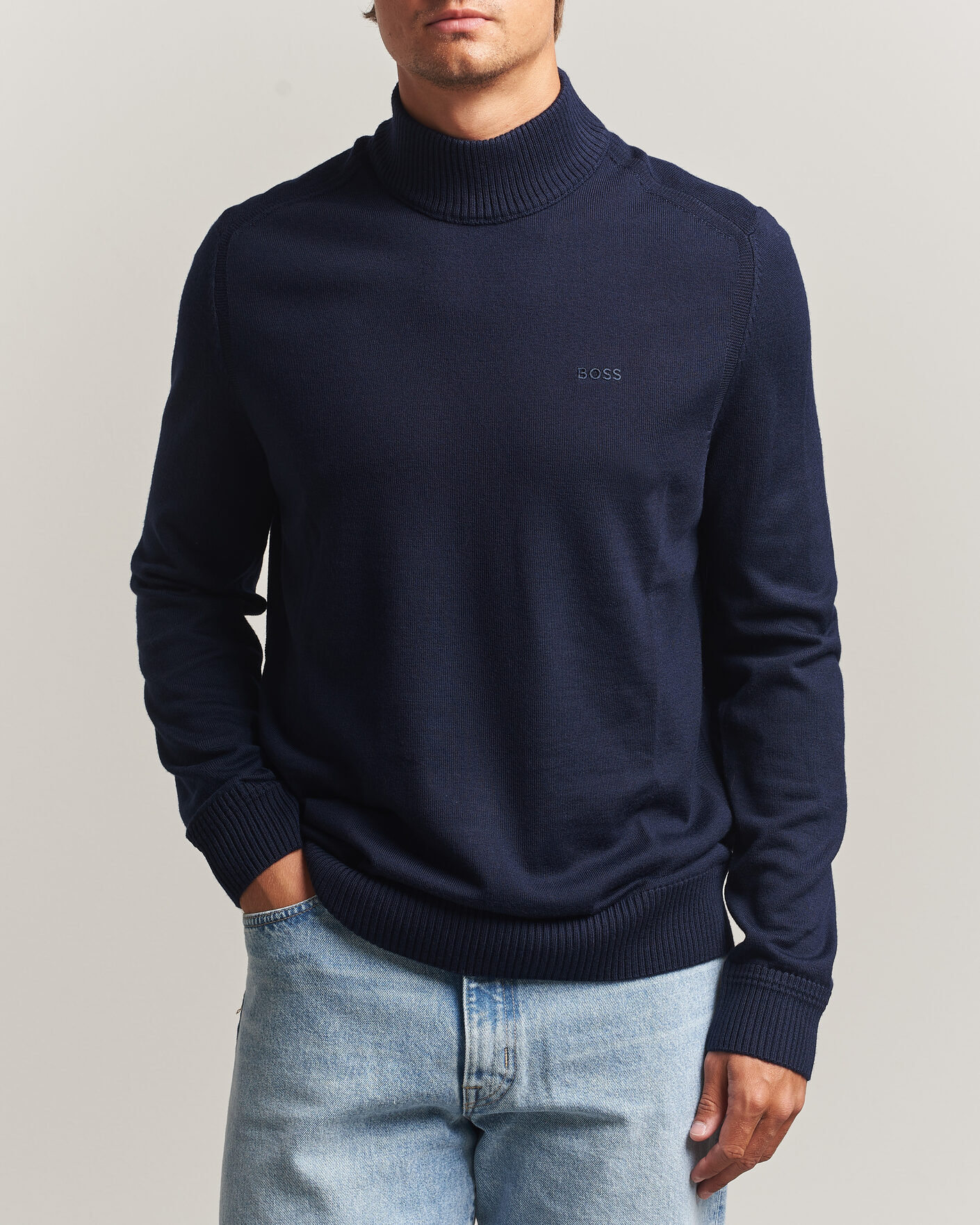 Heren | Truien | BOSS ORANGE | Avac Knitted Turtleneck Dark Blue