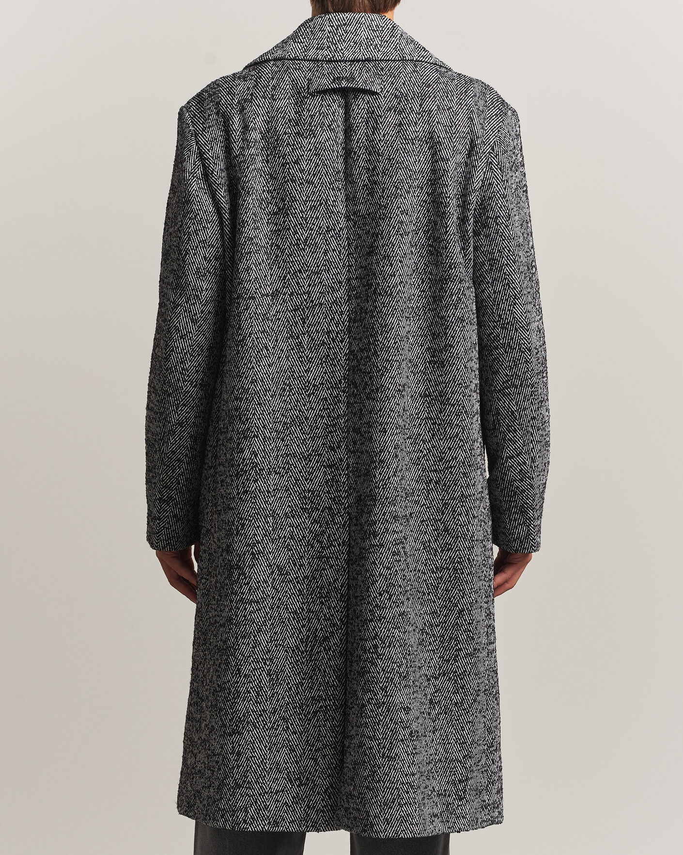 Heren | Jassen | HUGO | Milas Herringbone Double Breasted Coat Dark Grey