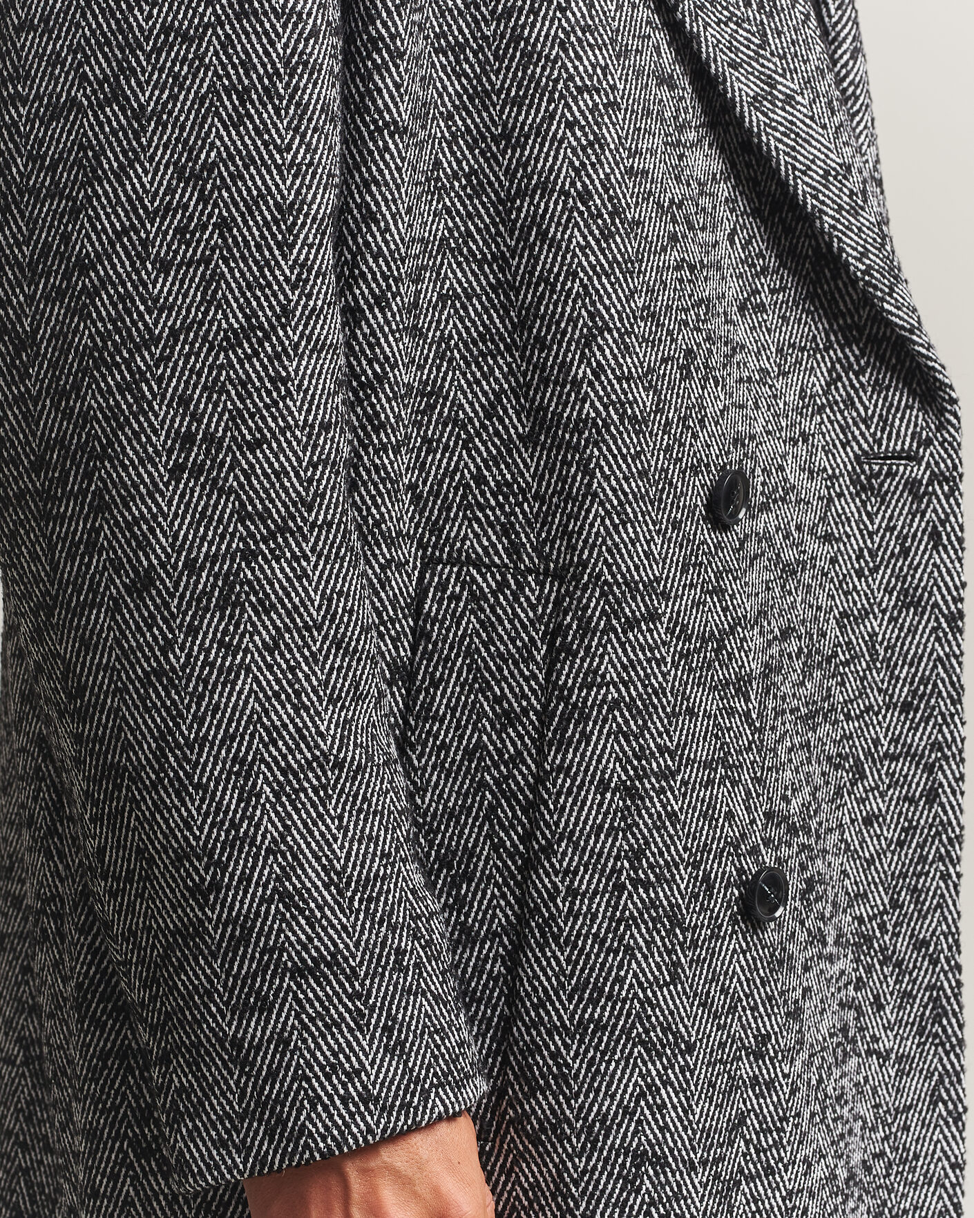 Heren | Jassen | HUGO | Milas Herringbone Double Breasted Coat Dark Grey