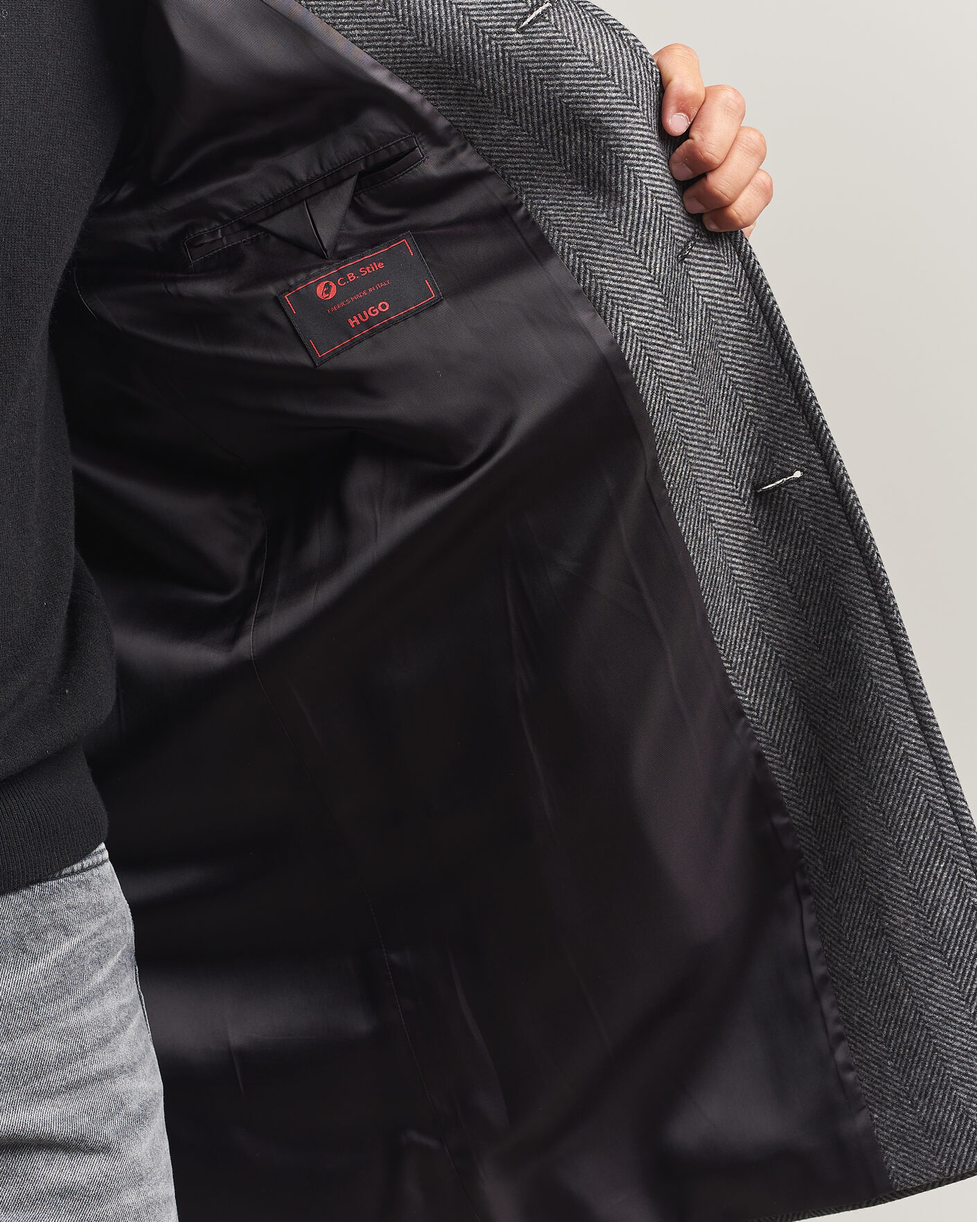 Heren | Jassen | HUGO | Malte Herringbone Coat Dark Grey