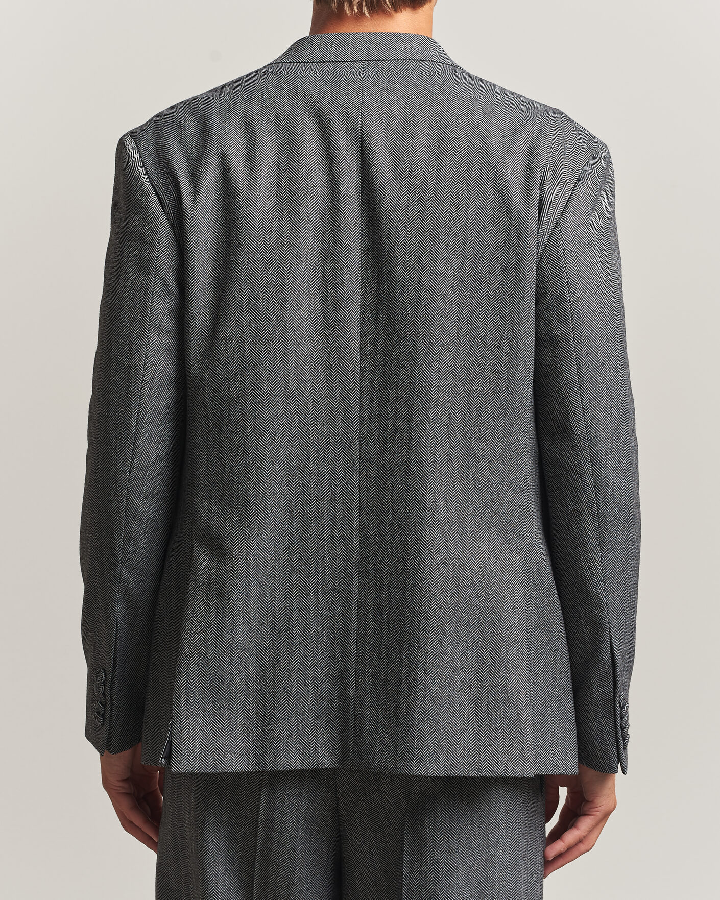 Heren | Blazers | HUGO | Karlo Herringbone Double Breasted Blazer Dark Grey
