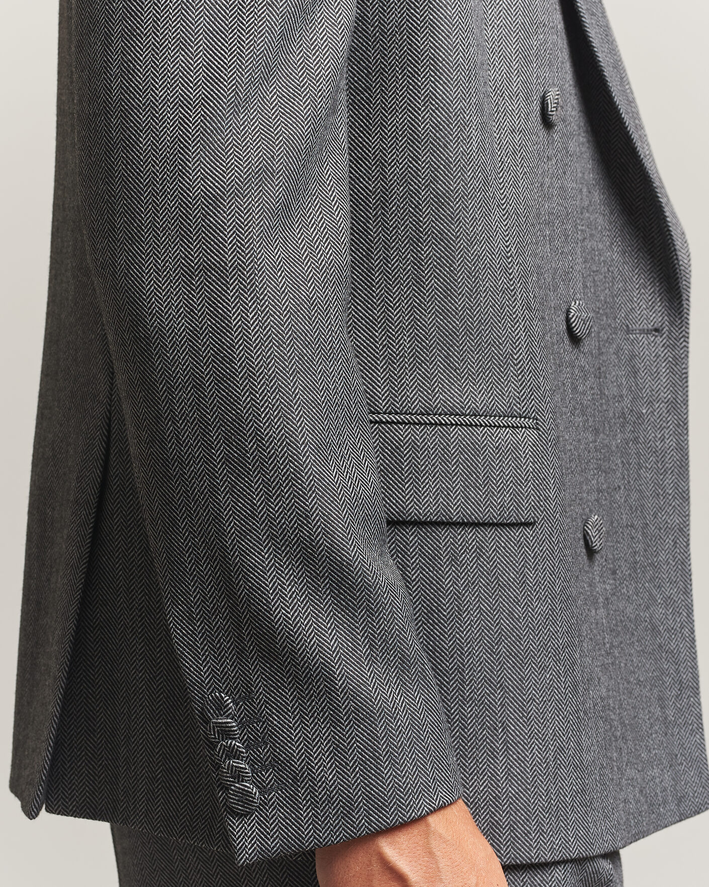 Heren | Blazers | HUGO | Karlo Herringbone Double Breasted Blazer Dark Grey