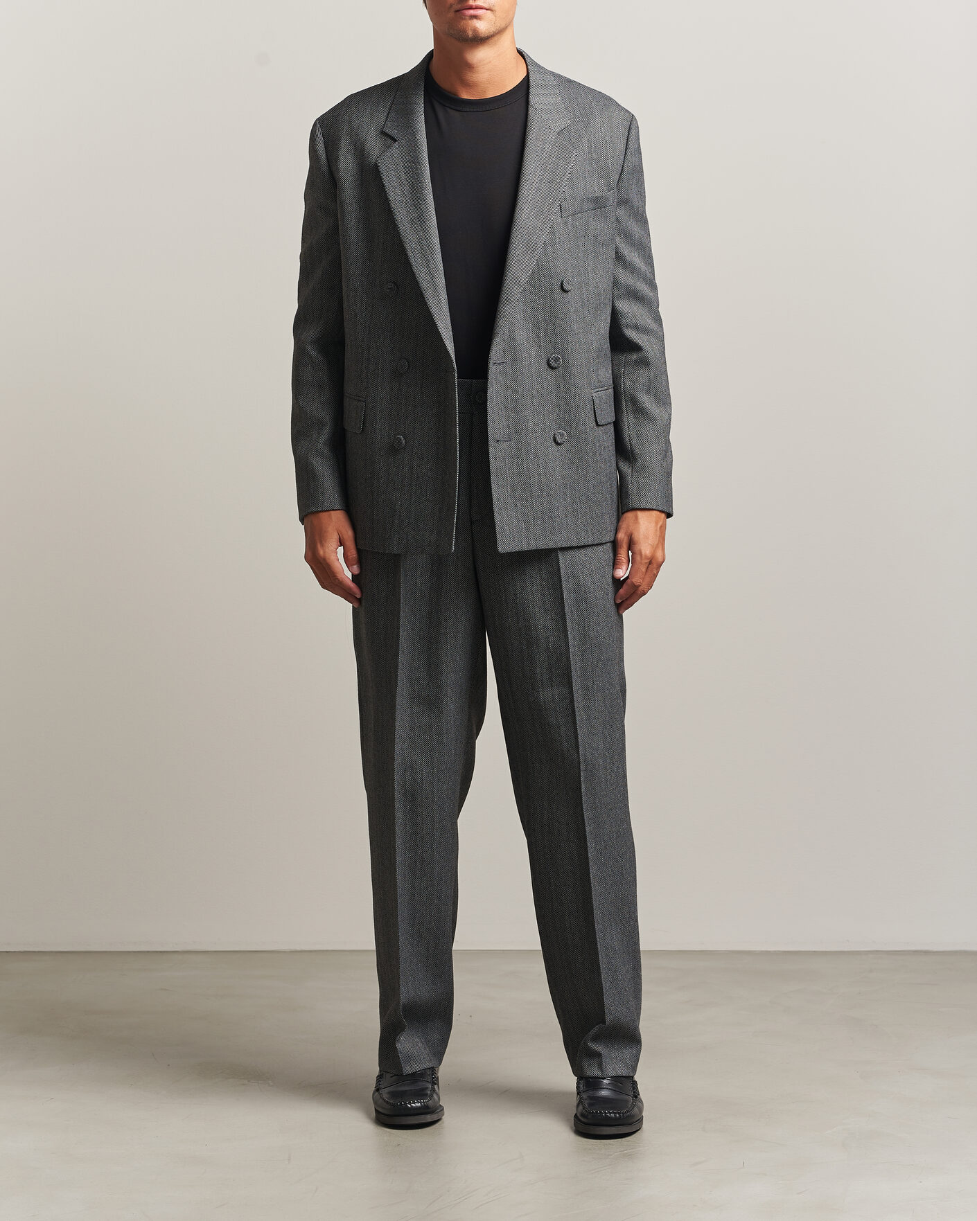 Heren | Broeken | HUGO | Flips Herringbone Suit Trousers Dark Grey