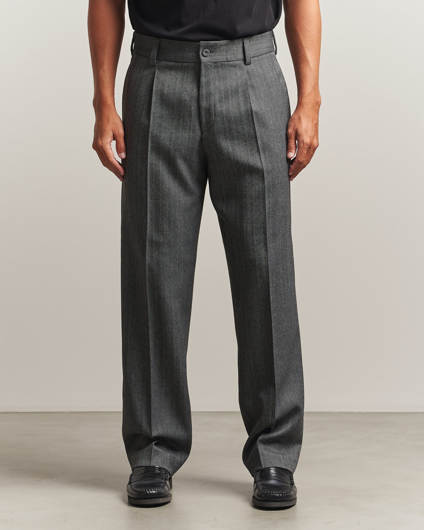 Heren | Broeken | HUGO | Flips Herringbone Suit Trousers Dark Grey