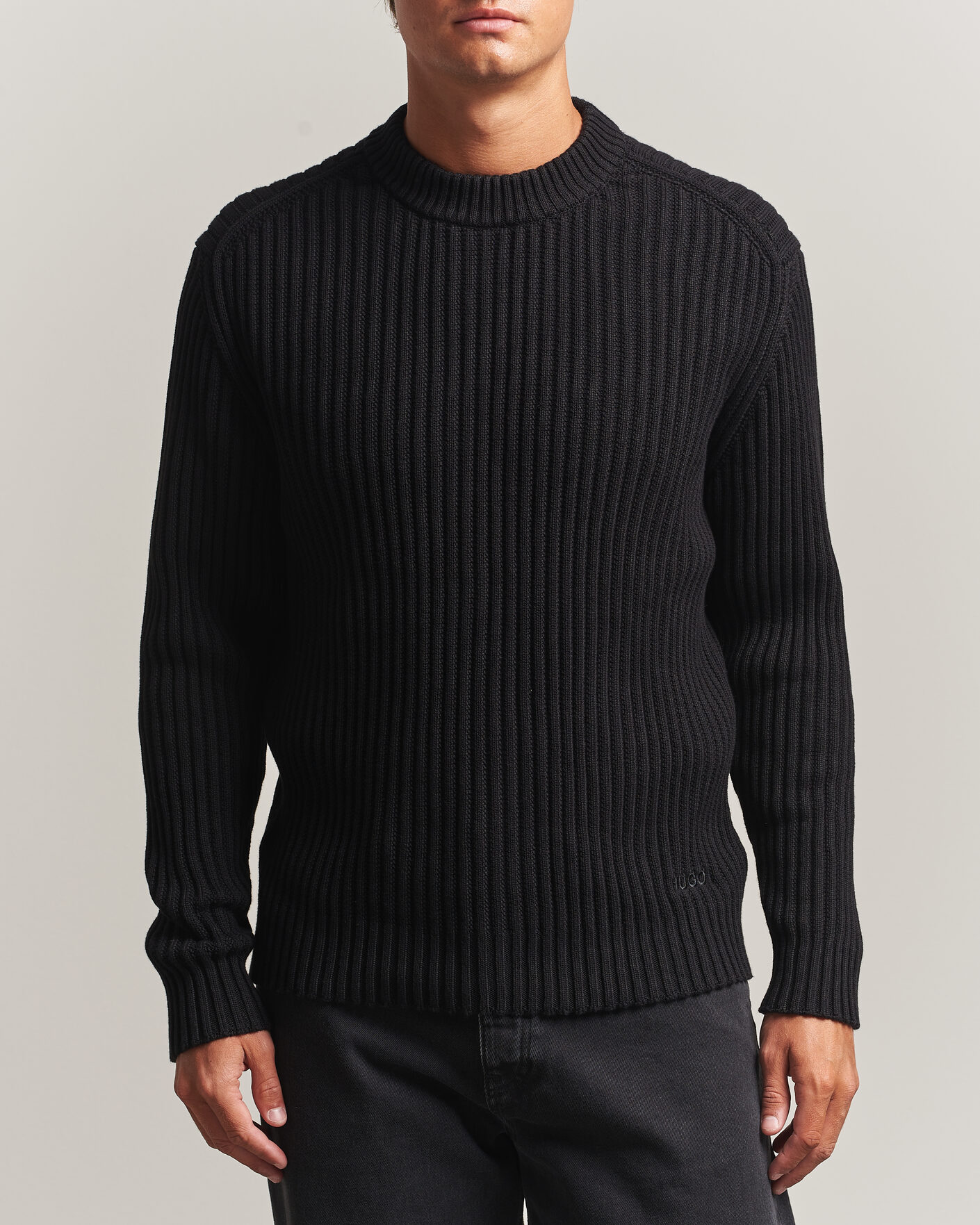 Heren | Truien | HUGO | Sribban Cotton Knitted Sweater Black