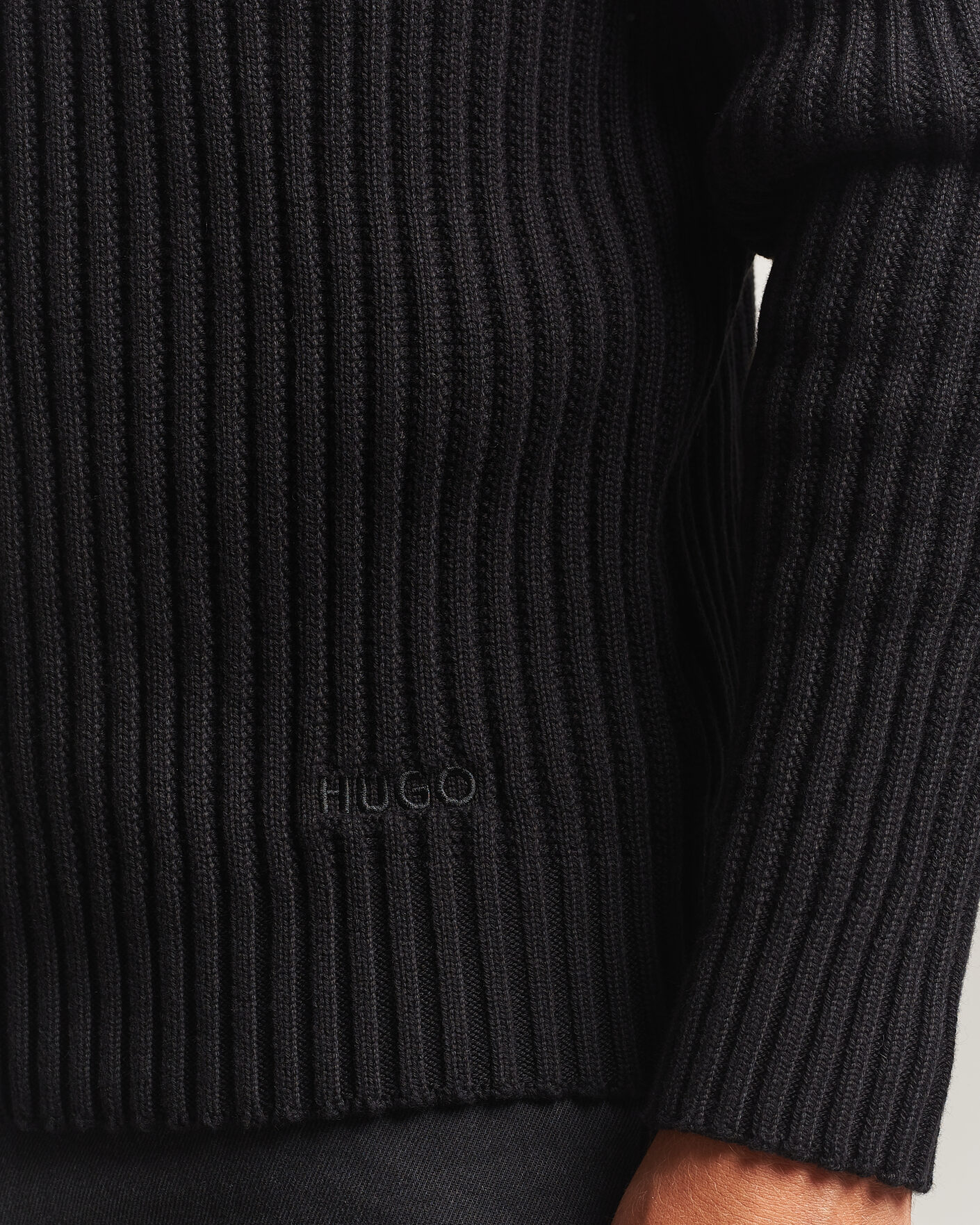 Heren | Truien | HUGO | Sribban Cotton Knitted Sweater Black